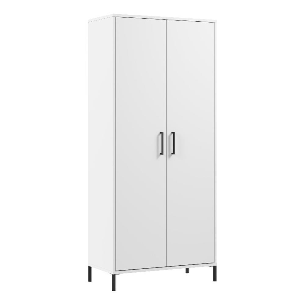 Essence White Tall Storage Cabinet with Adjustable Shelves