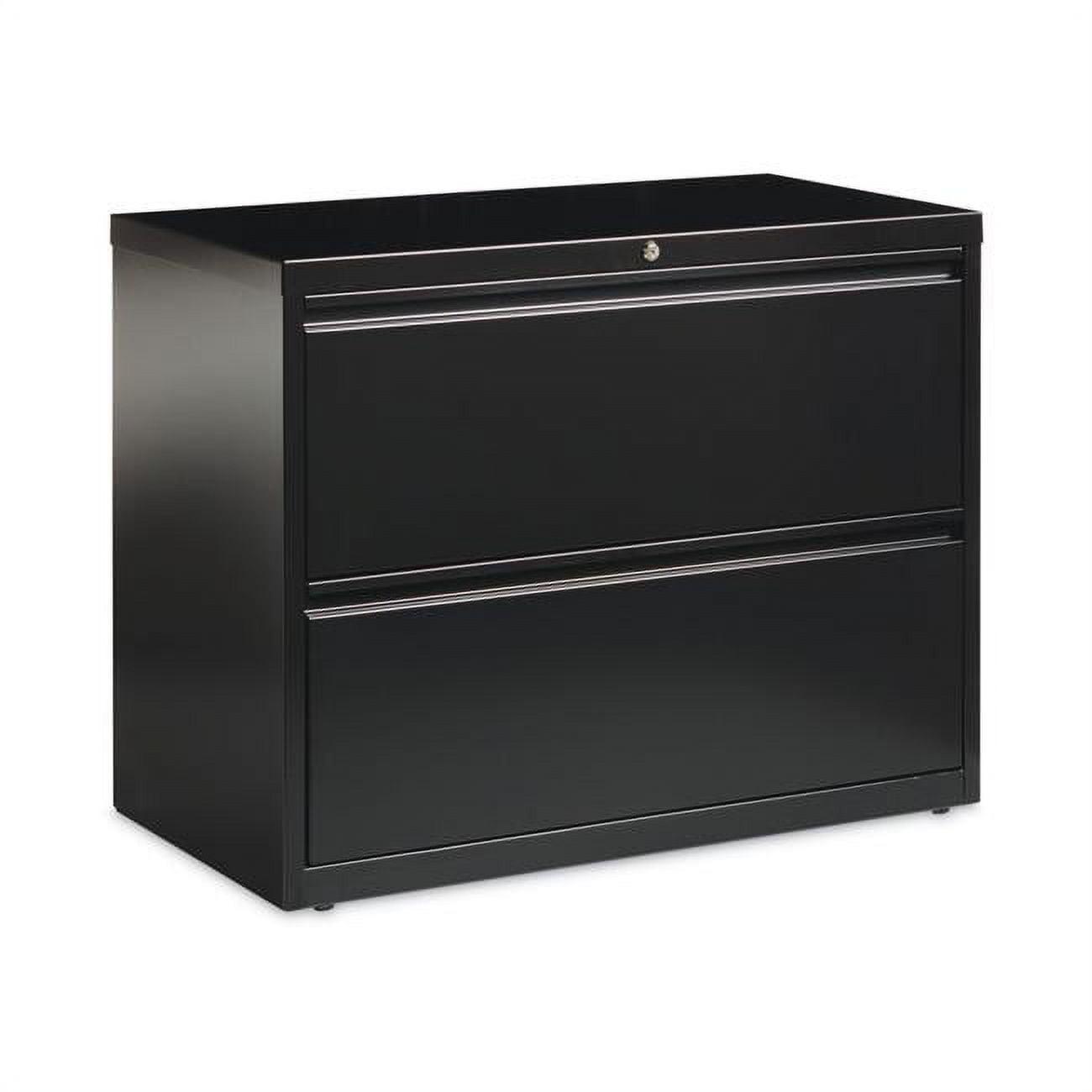 Black Steel 2-Drawer Lockable Lateral File Cabinet