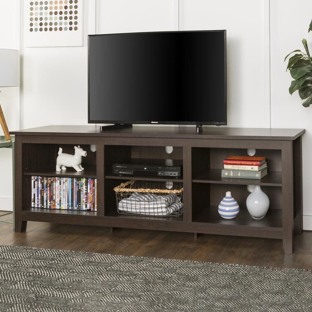 Essential 70" Rustic MDF Wood TV Stand - Espresso