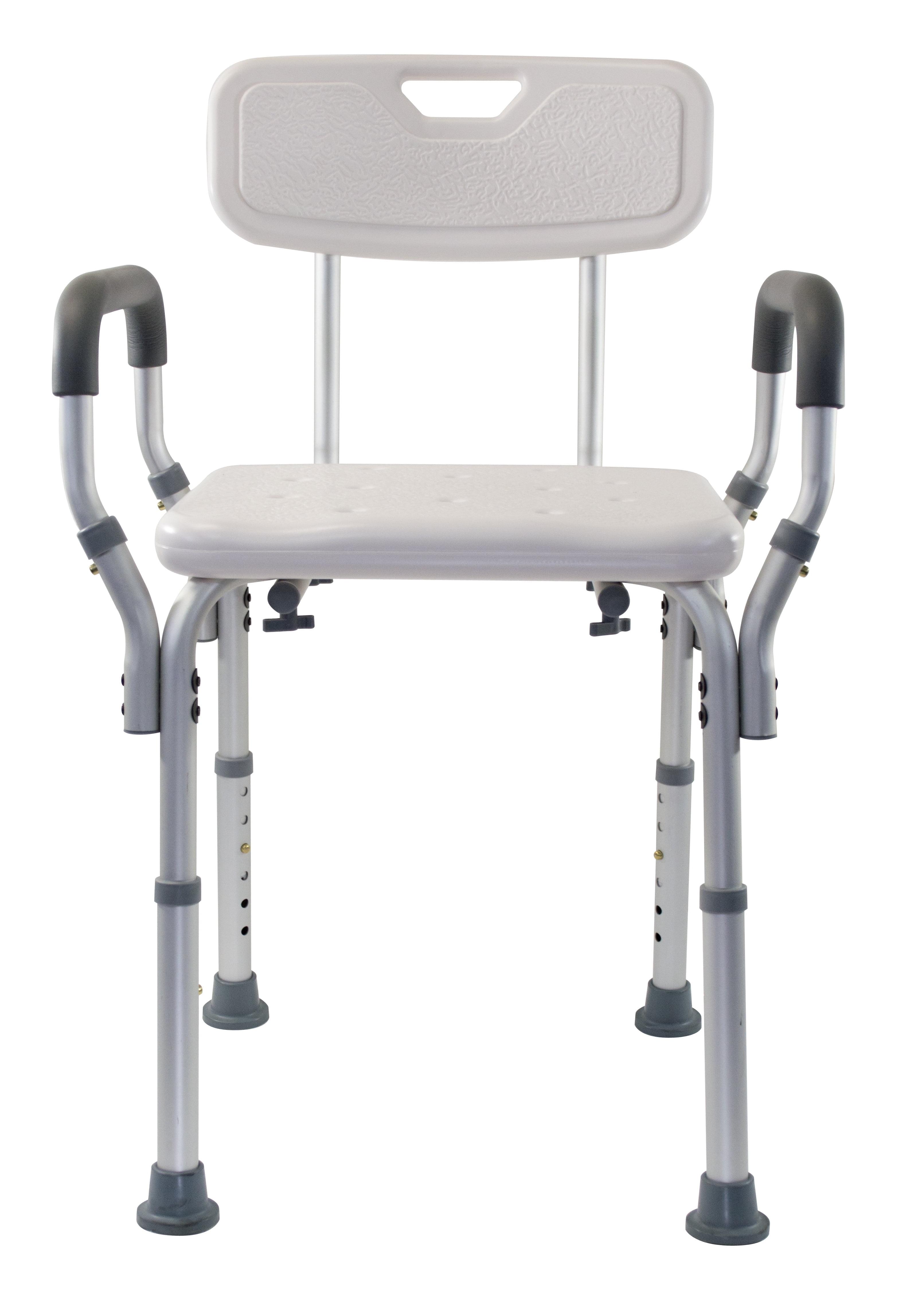 Essential Medical Supply Essential Medical Supply Height Adjustable Shower and Bath Bench with Padded Arms, Contoured Back and Textured Shower Chair Seat B3011