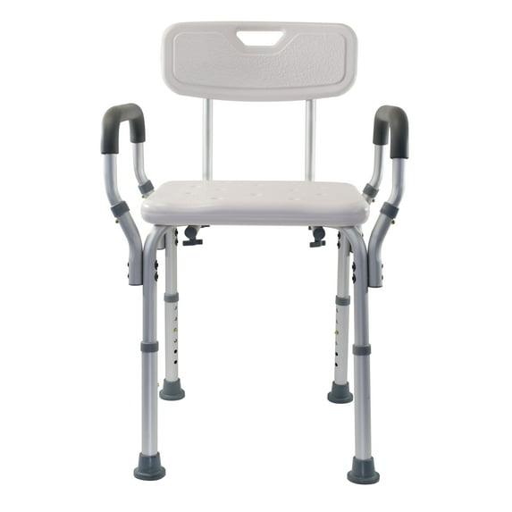 Essential Medical Supply Essential Medical Supply Height Adjustable Shower and Bath Bench with Padded Arms, Contoured Back and Textured Shower Chair Seat B3011