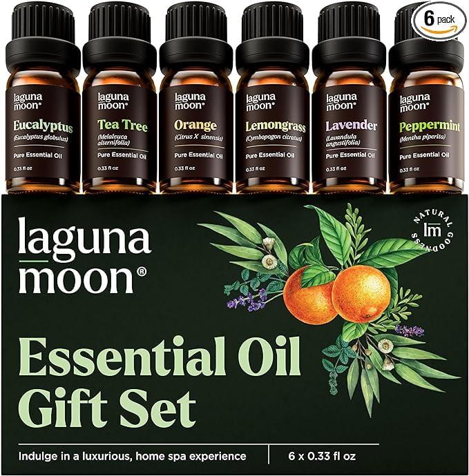 Essential Oils Set - Top 6 Blends for Diffusers, Home Care, Candle Making Scents, Fragrance, Aromatherapy, Humidifiers, Gifts - Peppermint, Tea Tree, Lavender, Eucalyptus, Lemongrass, Orange (10mL)