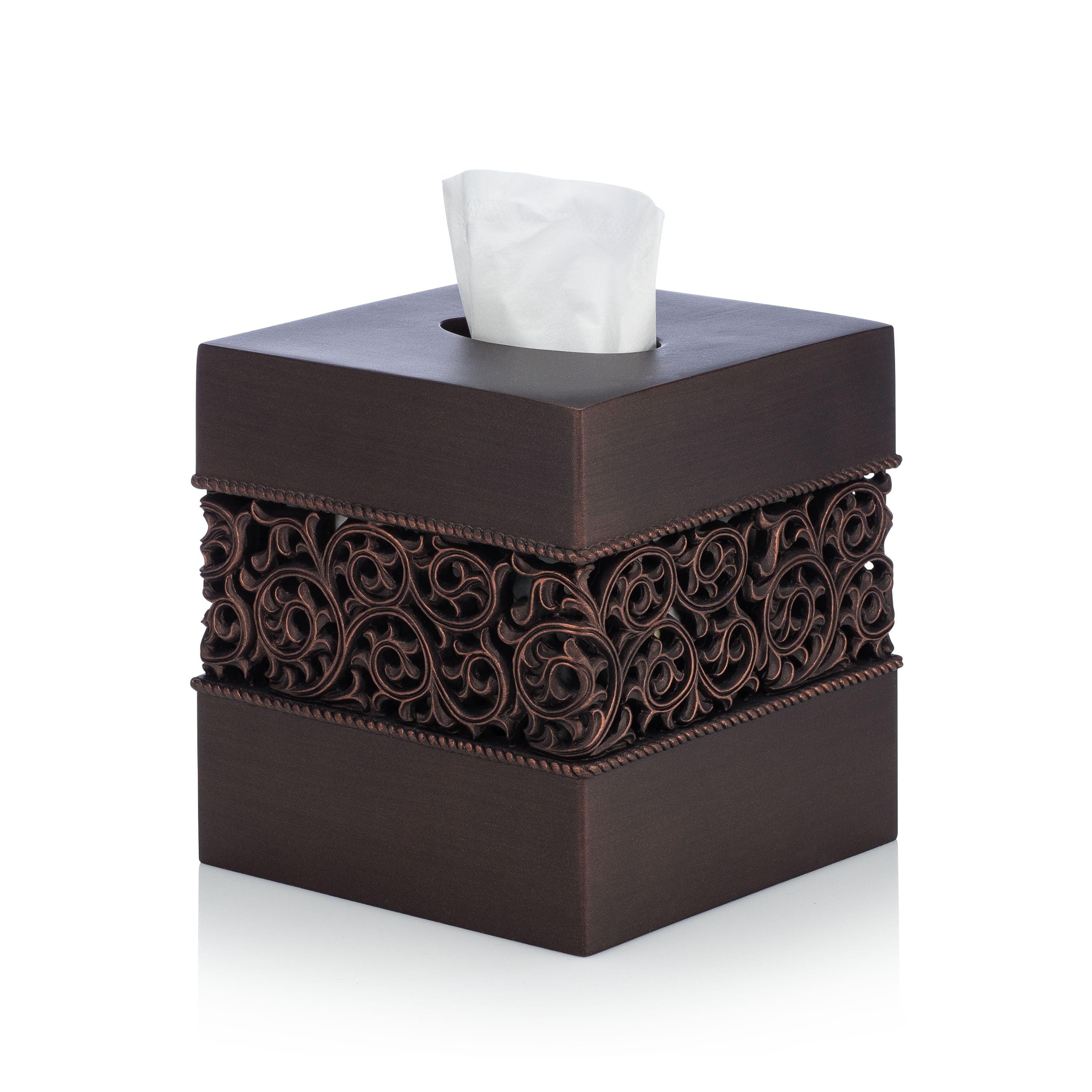 Bronze Finish Square Resin Tissue Box Cover