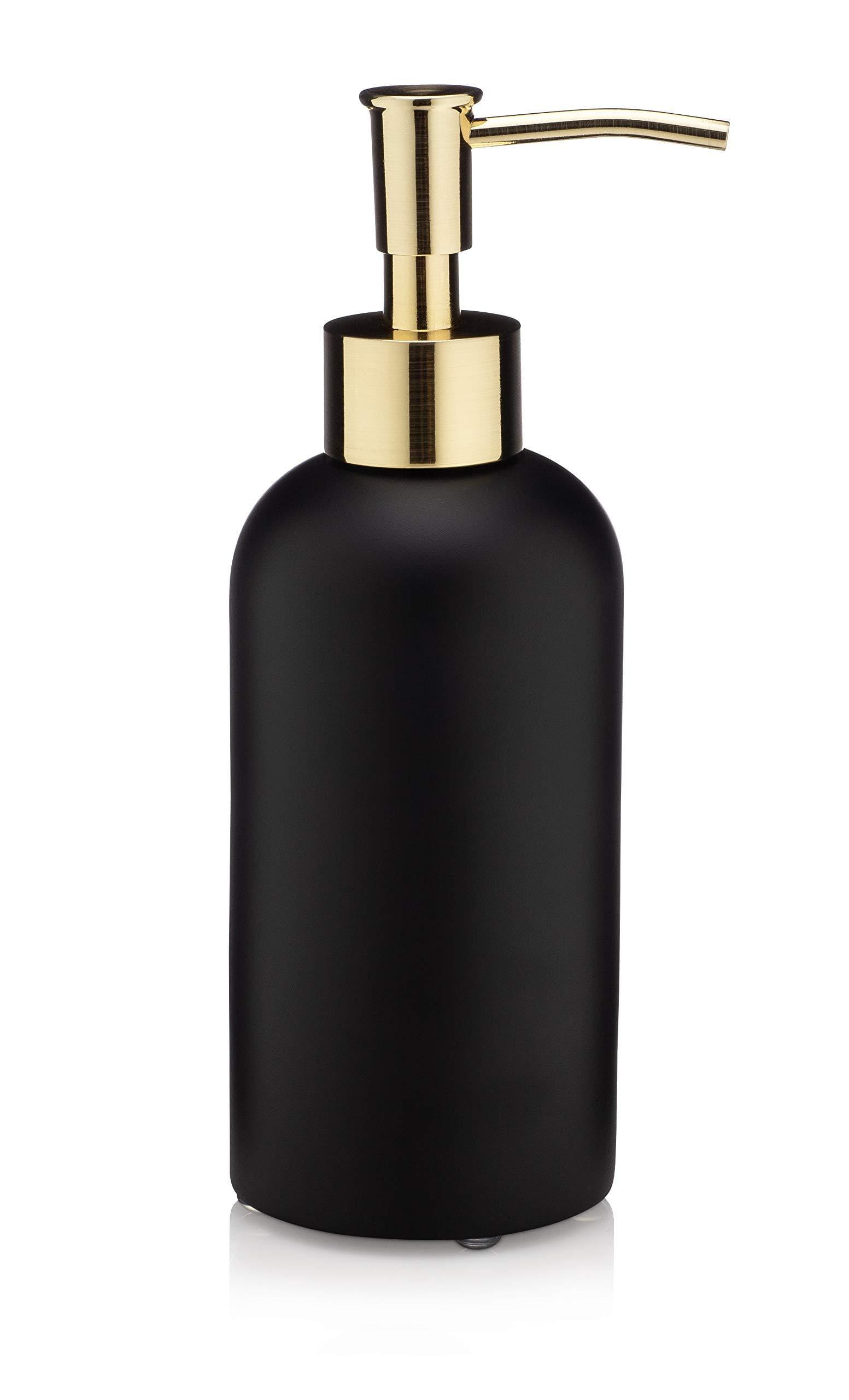 Matte Black Liquid Soap Dispenser with Gold Pump