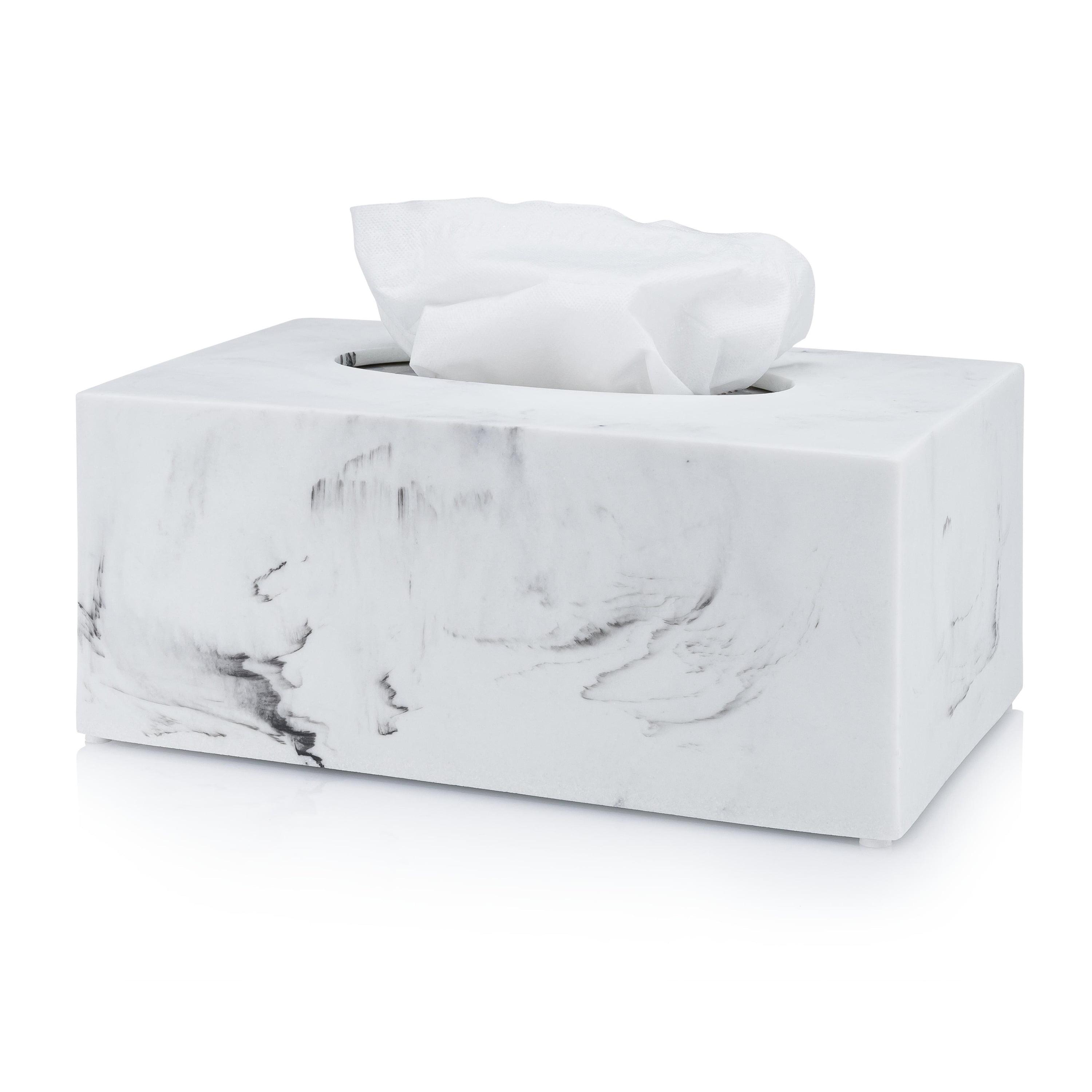 White Marble Rectangular Tissue Box Cover