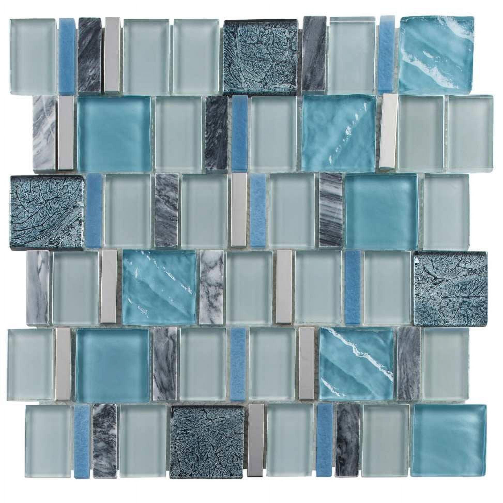 Estee 2" Blue and Gray Stone Mosaic Tile Sheet