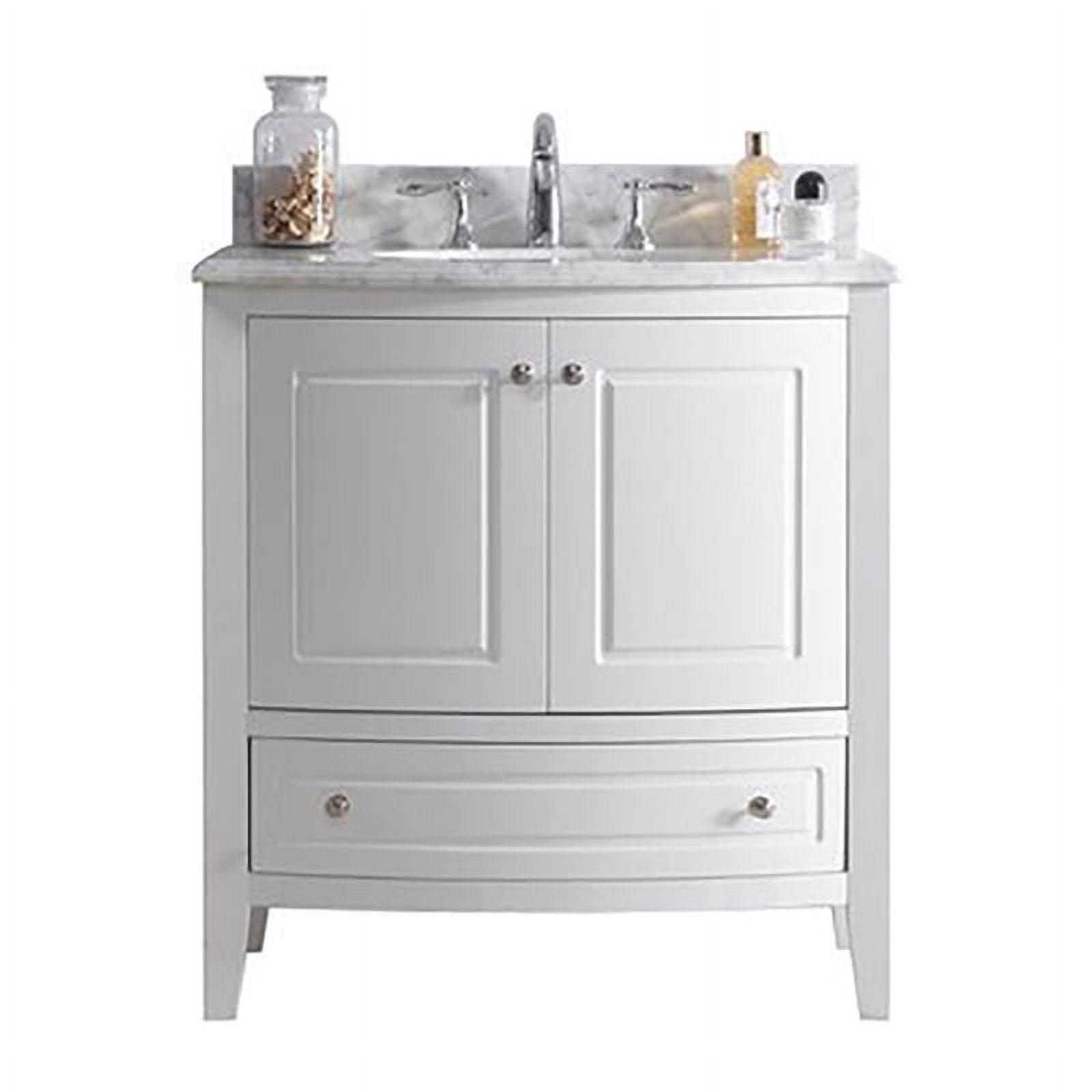 Estella 32" White Cabinet with Marble Countertop
