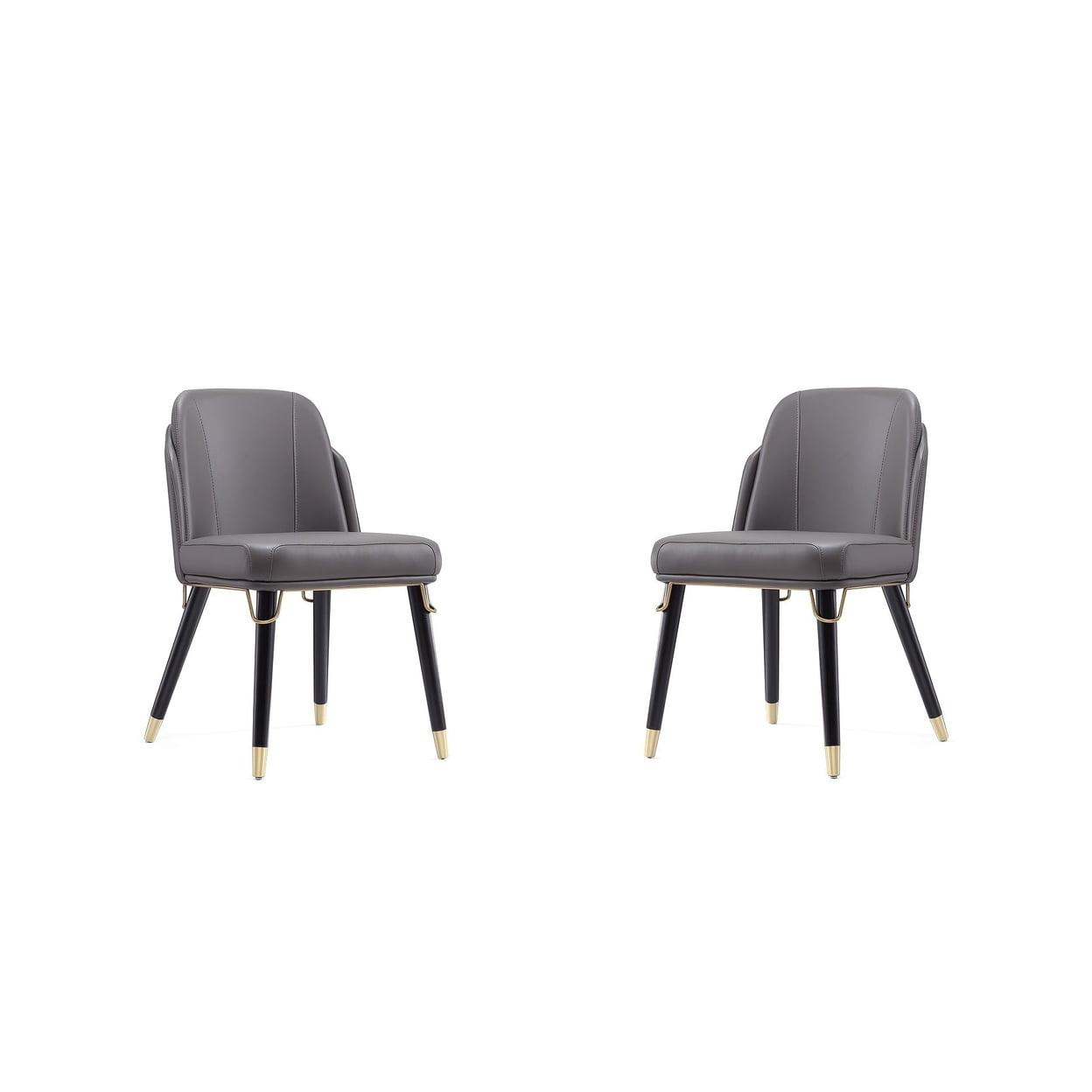 Estelle Pebble and Black Faux Leather Dining Chair Set