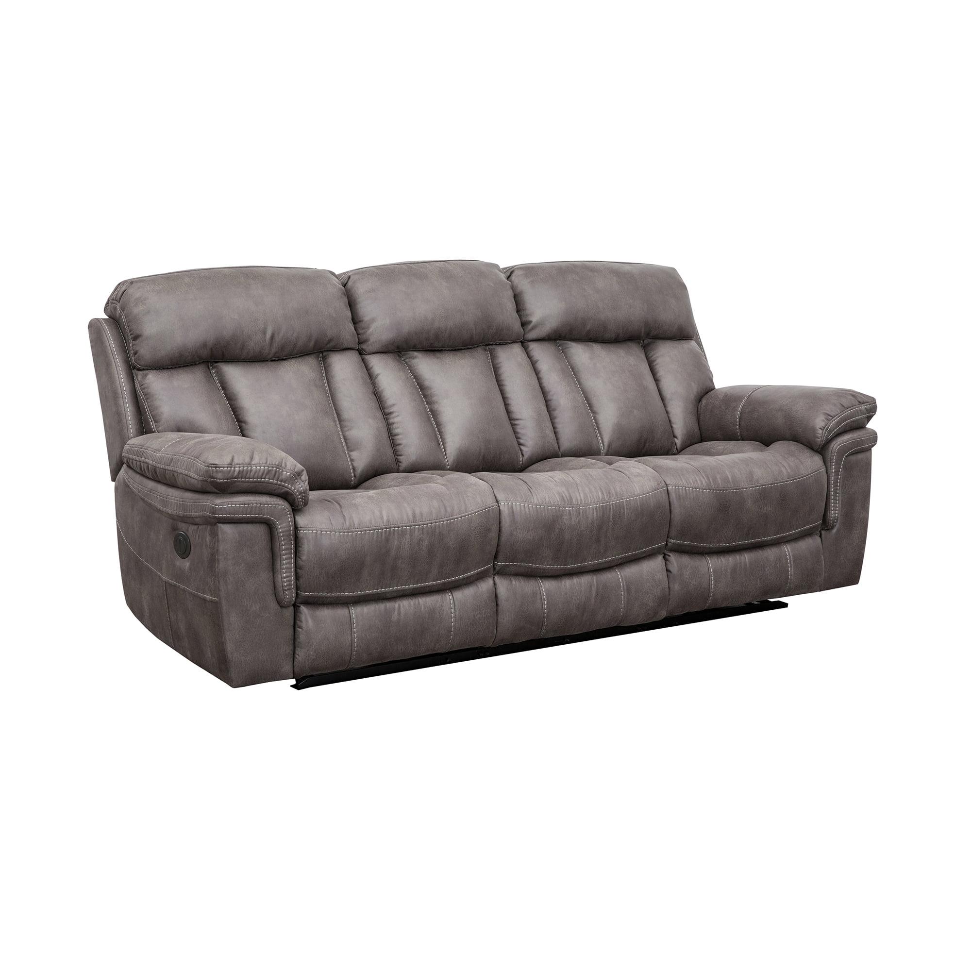 Gunmetal Gray 88" Power Reclining Sofa with Pillow-Top Arms