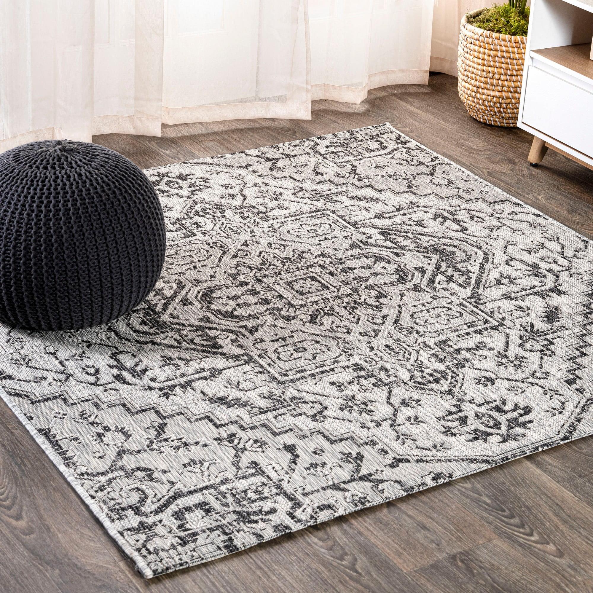 Estrella Bohemian Inspired Medallion Textured Weave Indoor/Outdoor Area Rug - JONATHAN Y