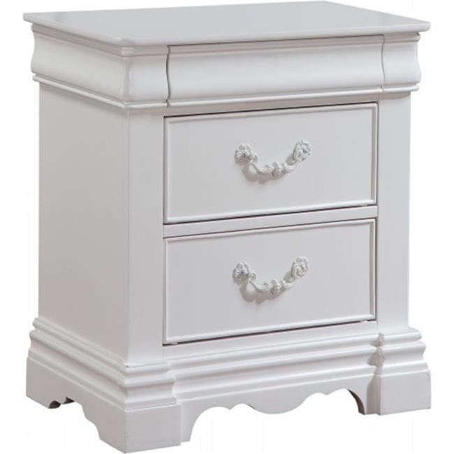 Three Drawer Nightstand With One Hidden Top Drawer And Scalloped Feet White - Saltoro Sherpi