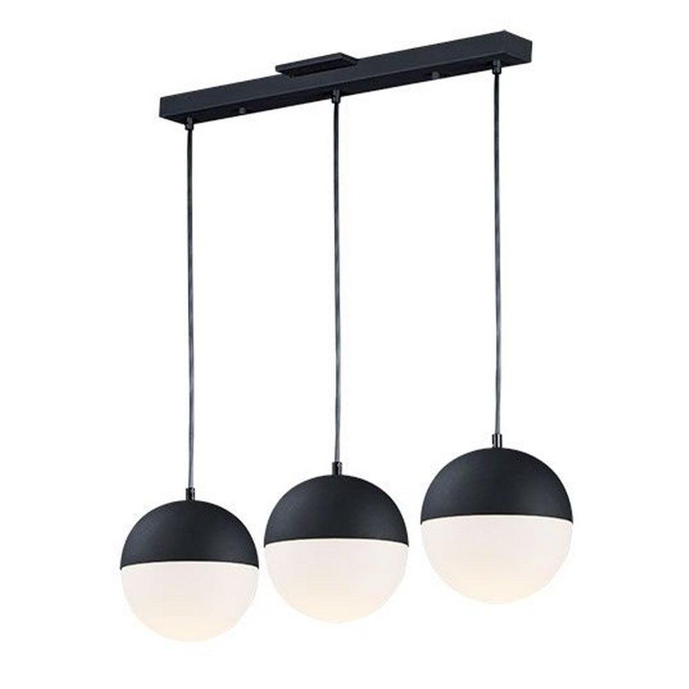 Sleek Modern Black Nickel 3-Light LED Pendant with Satin White Glass