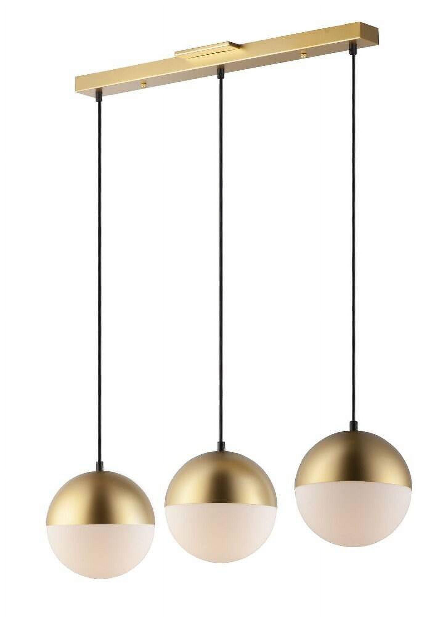 Sleek Half Moon 3-Light LED Pendant in Metallic Gold with Satin White Glass