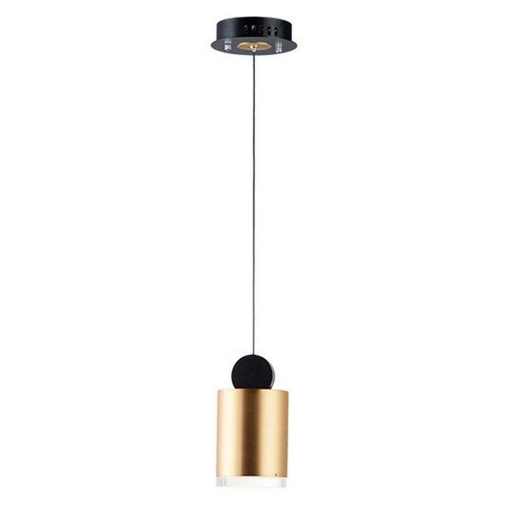 Black and Gold LED Pendant Light with Clear Acrylic Shade