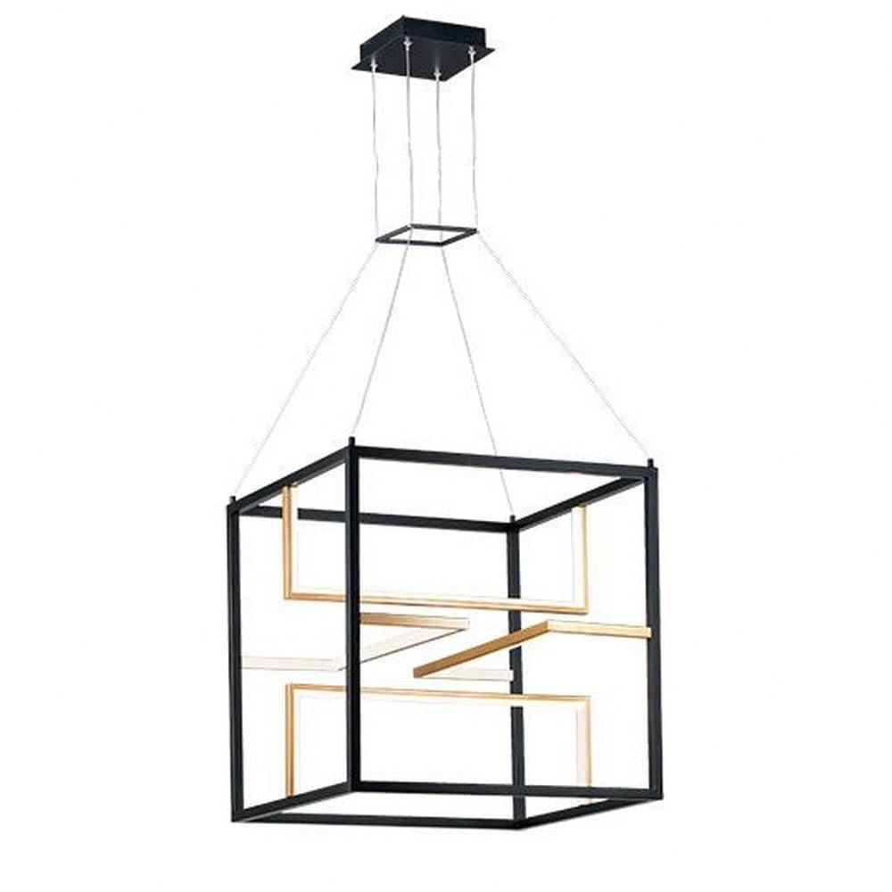 Elevate Black and Gold 24" LED Island Chandelier with Adjustable Height