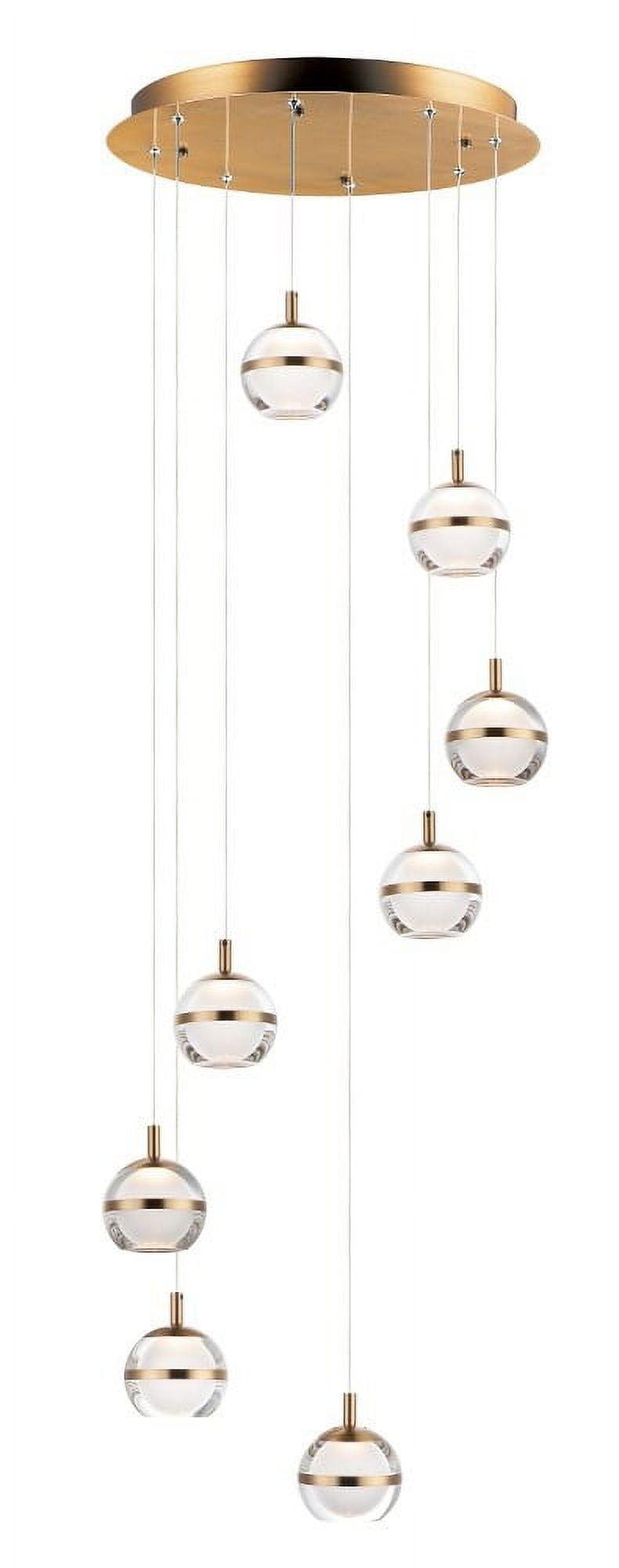 Swank Natural Aged Brass 8-Light LED Globe Island Pendant