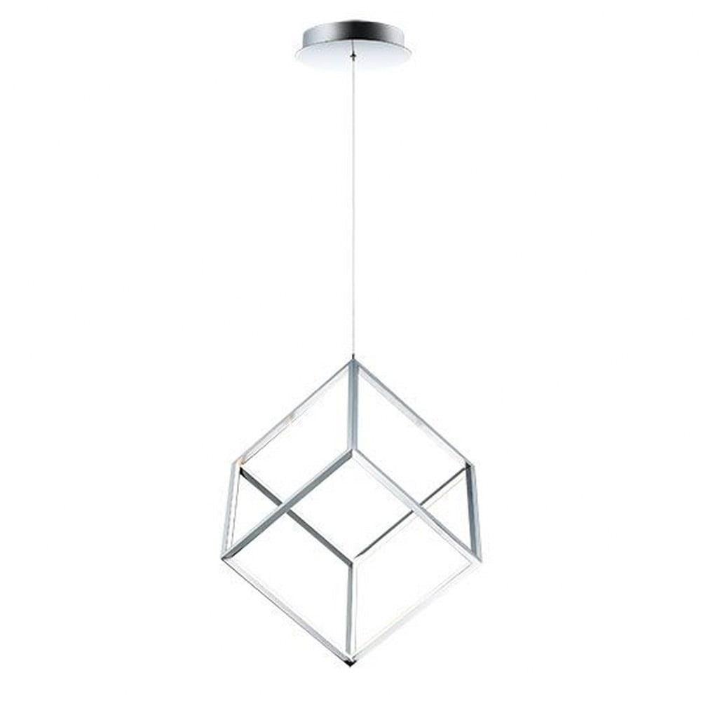 Contemporary Polished Chrome Square LED Pendant Light