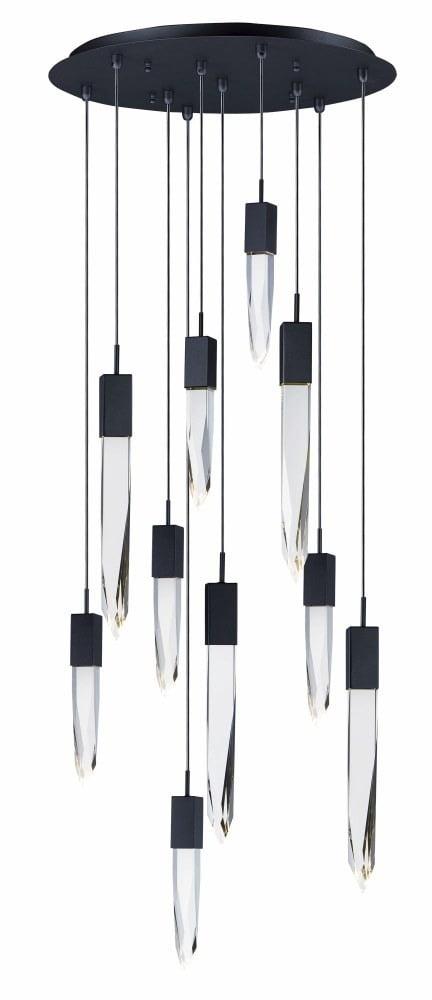 Quartz Black Crystal LED 10-Light Adjustable Pendant