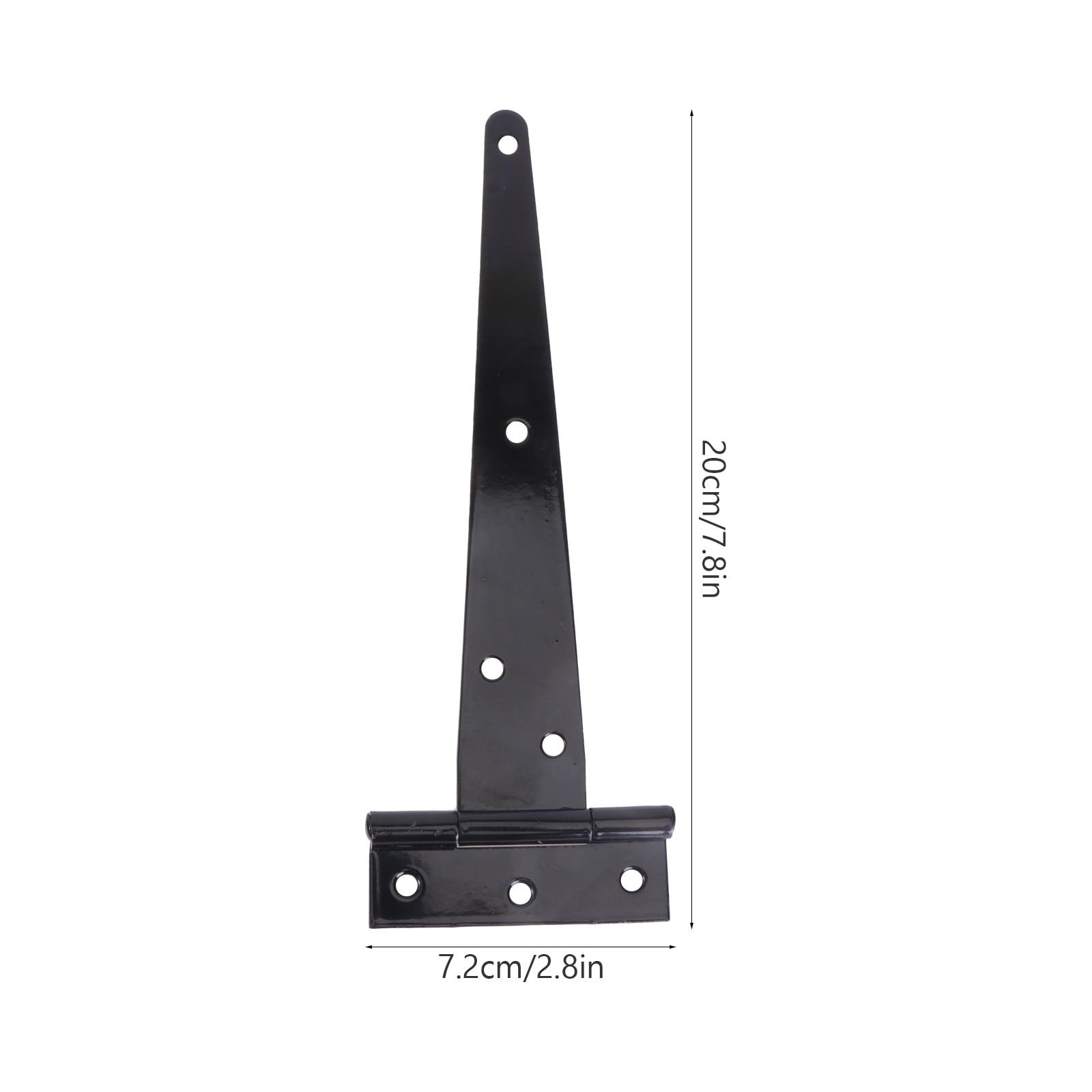 2PCS 8 Inches T Shape Rustproof Iron Light Duty Shed Hinge Gate Strap Hinge Door Gates Hinges (Black)