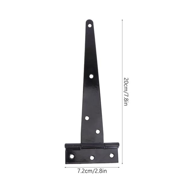 2PCS 8 Inches T Shape Rustproof Iron Light Duty Shed Hinge Gate Strap Hinge Door Gates Hinges (Black)