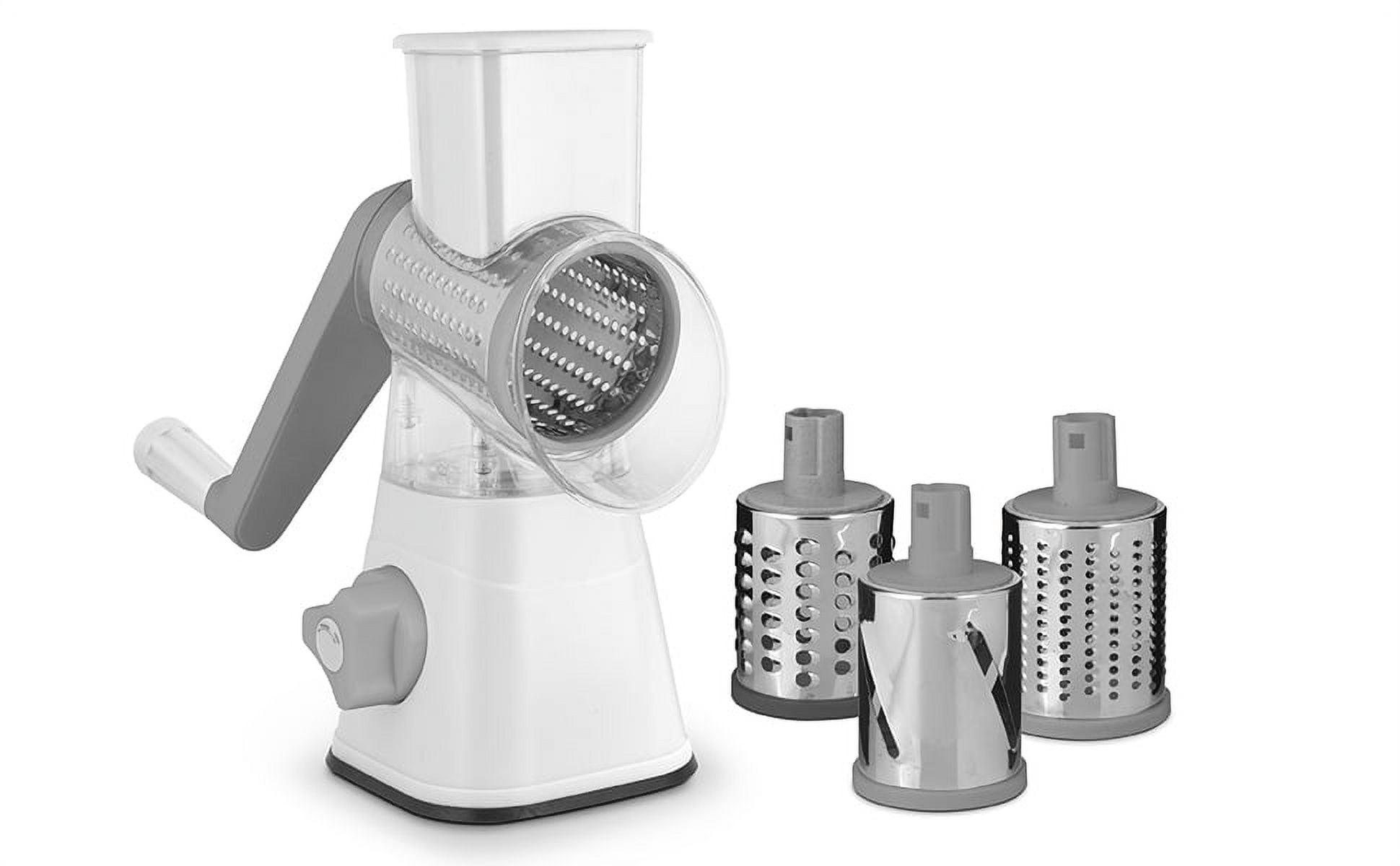 White Plastic Rotary Grater Slicer with Interchangeable Blades