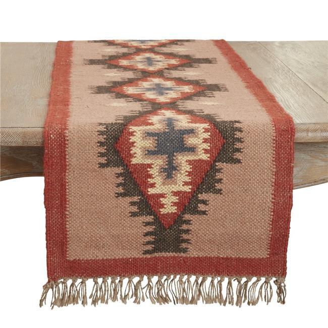 Saro Lifestyle Ethnic Weave Kilim Table Runner, 16"x72", Multicolored