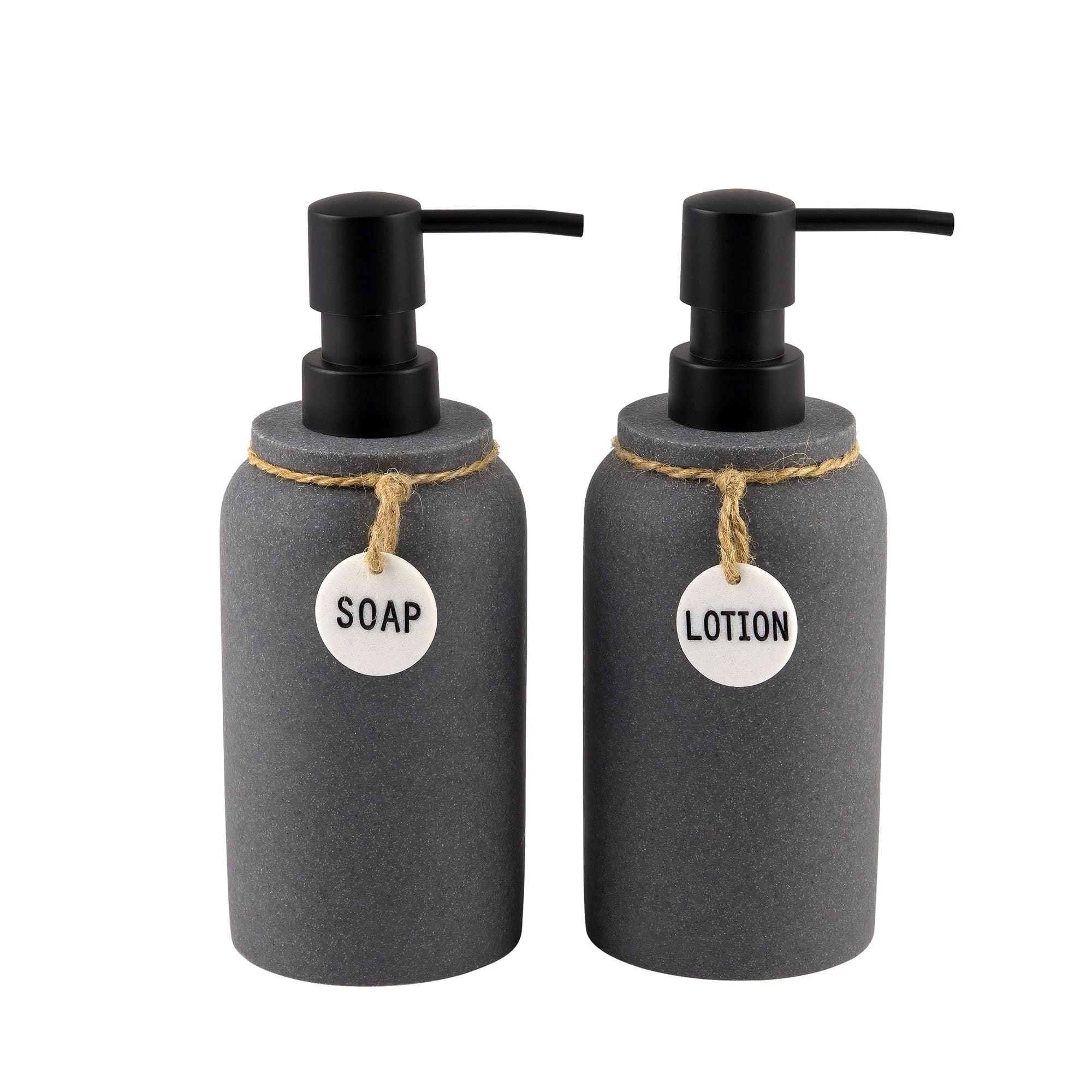 2pc Eton Lotion Pump Set Dark Gray - Allure Home Creations: Resin & Plastic, Hand Wash, 12.68oz Capacity