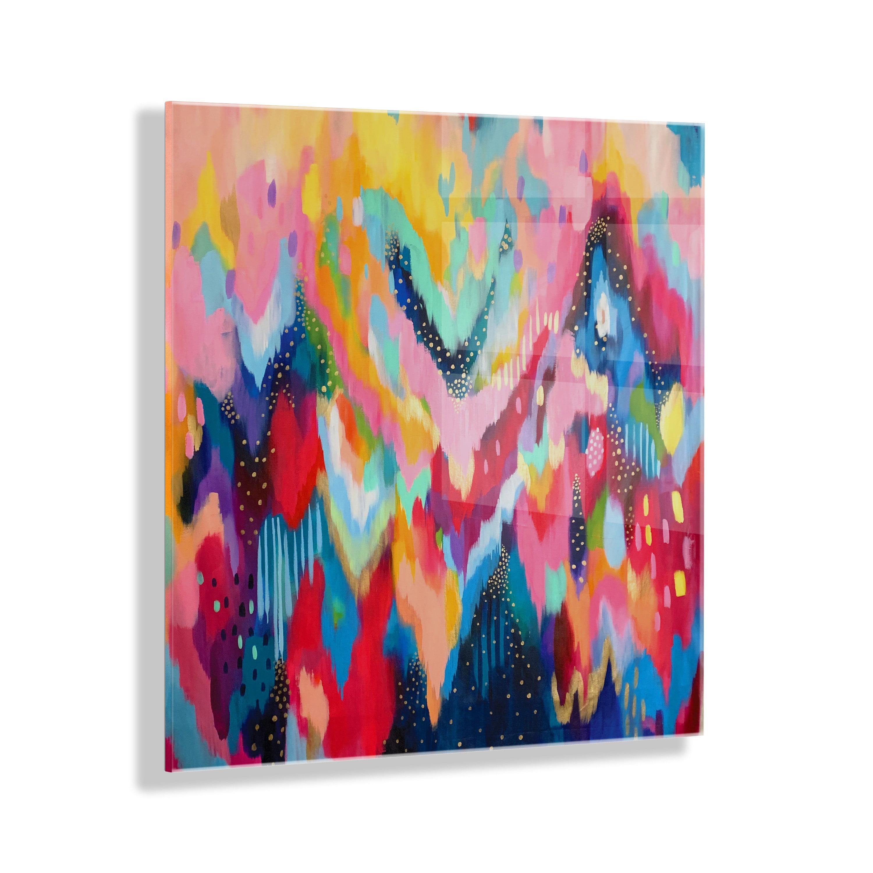 Colorful Abstract Brushstroke Acrylic Wall Art, 27" x 27"