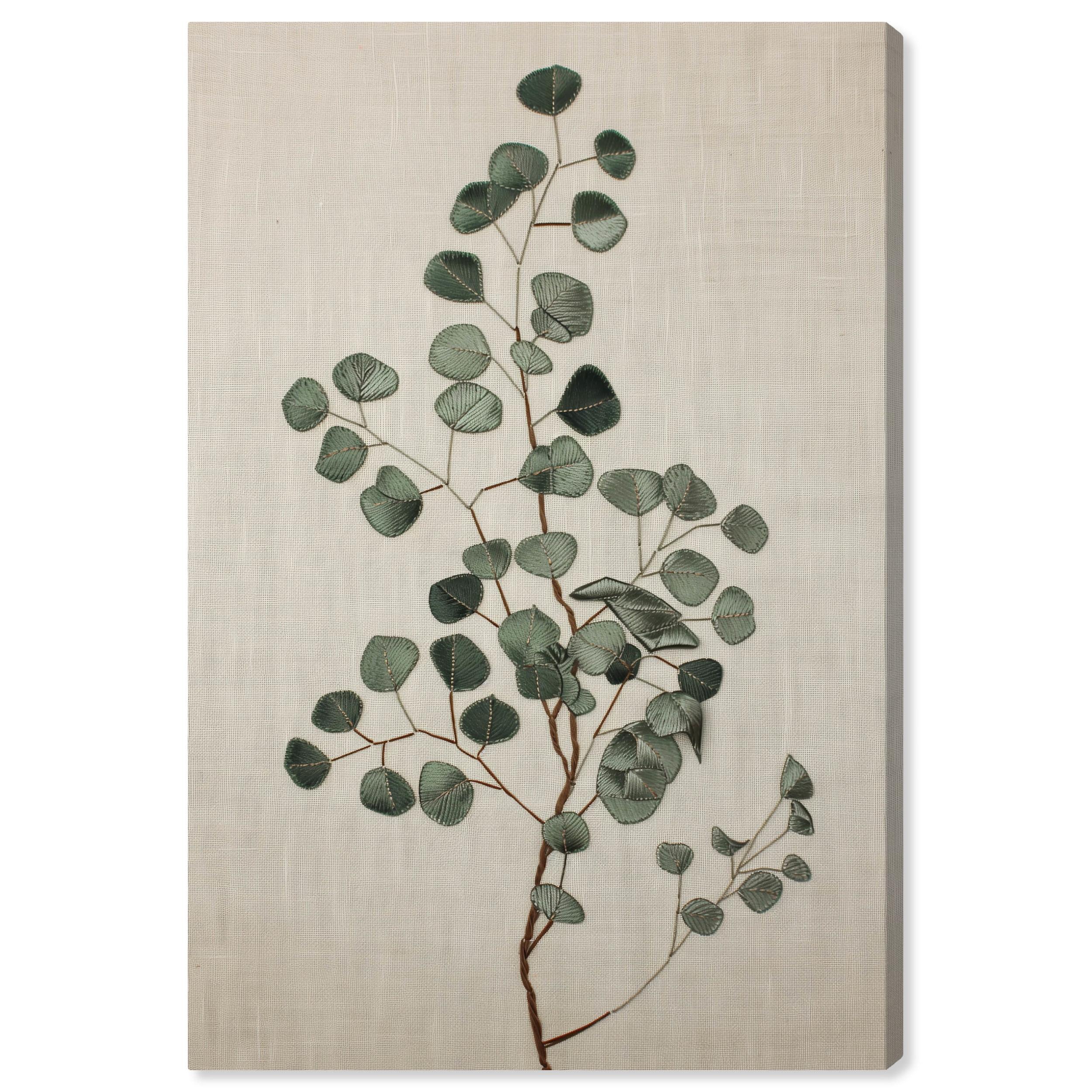 Art Remedy Eucalyptus Embroidery II Botanical Art Prints Wall Art by Art Remedy