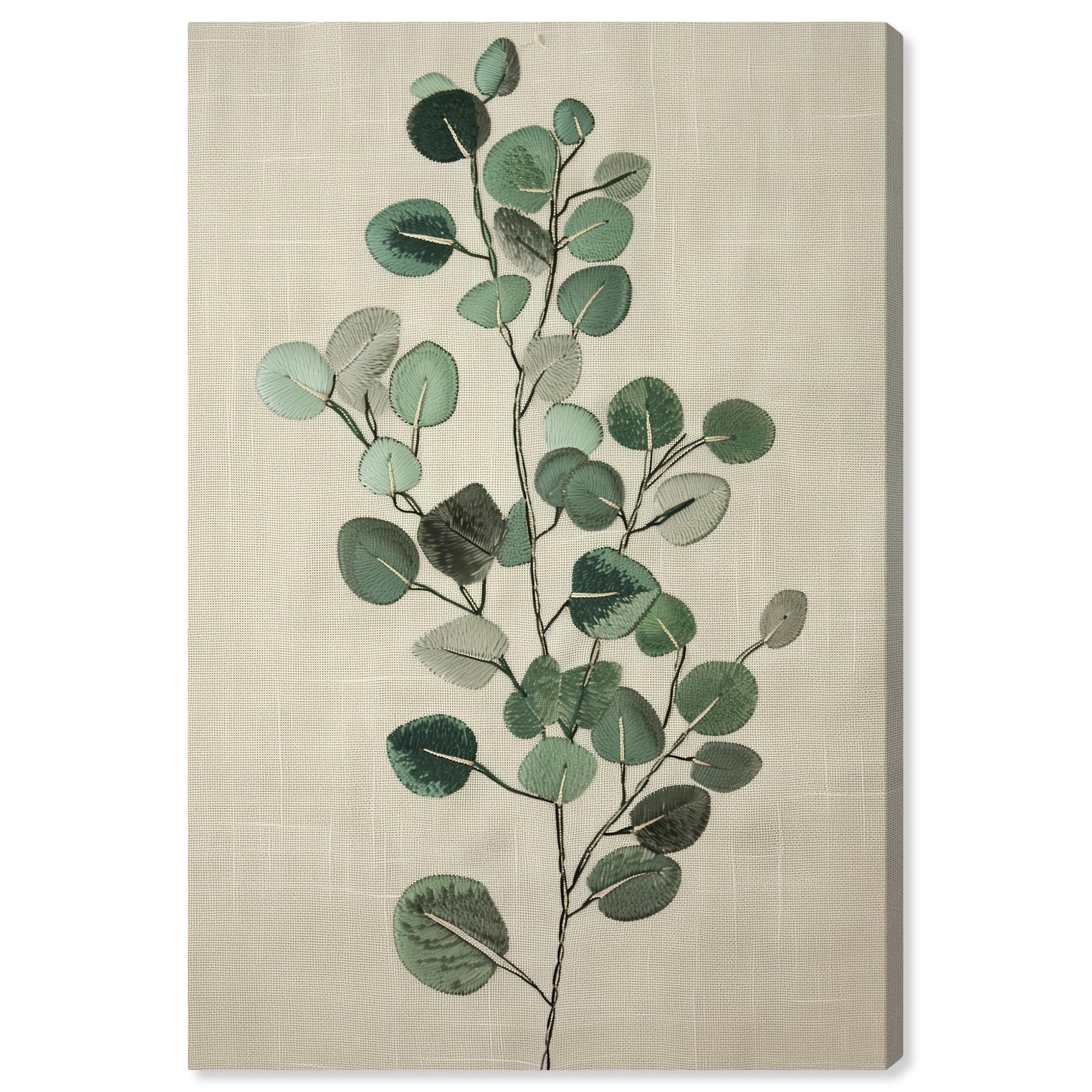 Art Remedy Eucalyptus Embroidery Botanical Art Prints Wall Art by Art Remedy