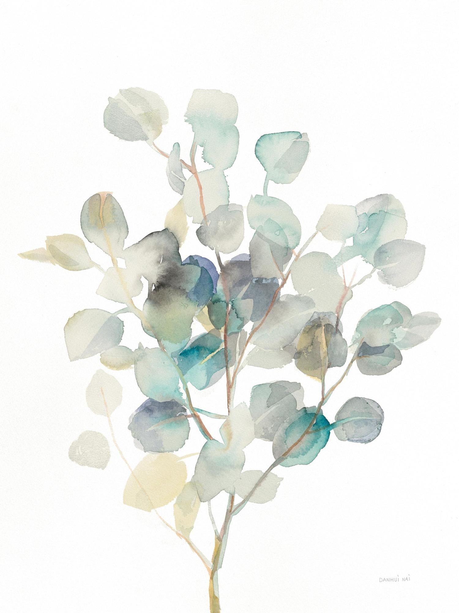 Eucalyptus III White Watercolor Canvas Art for Kids