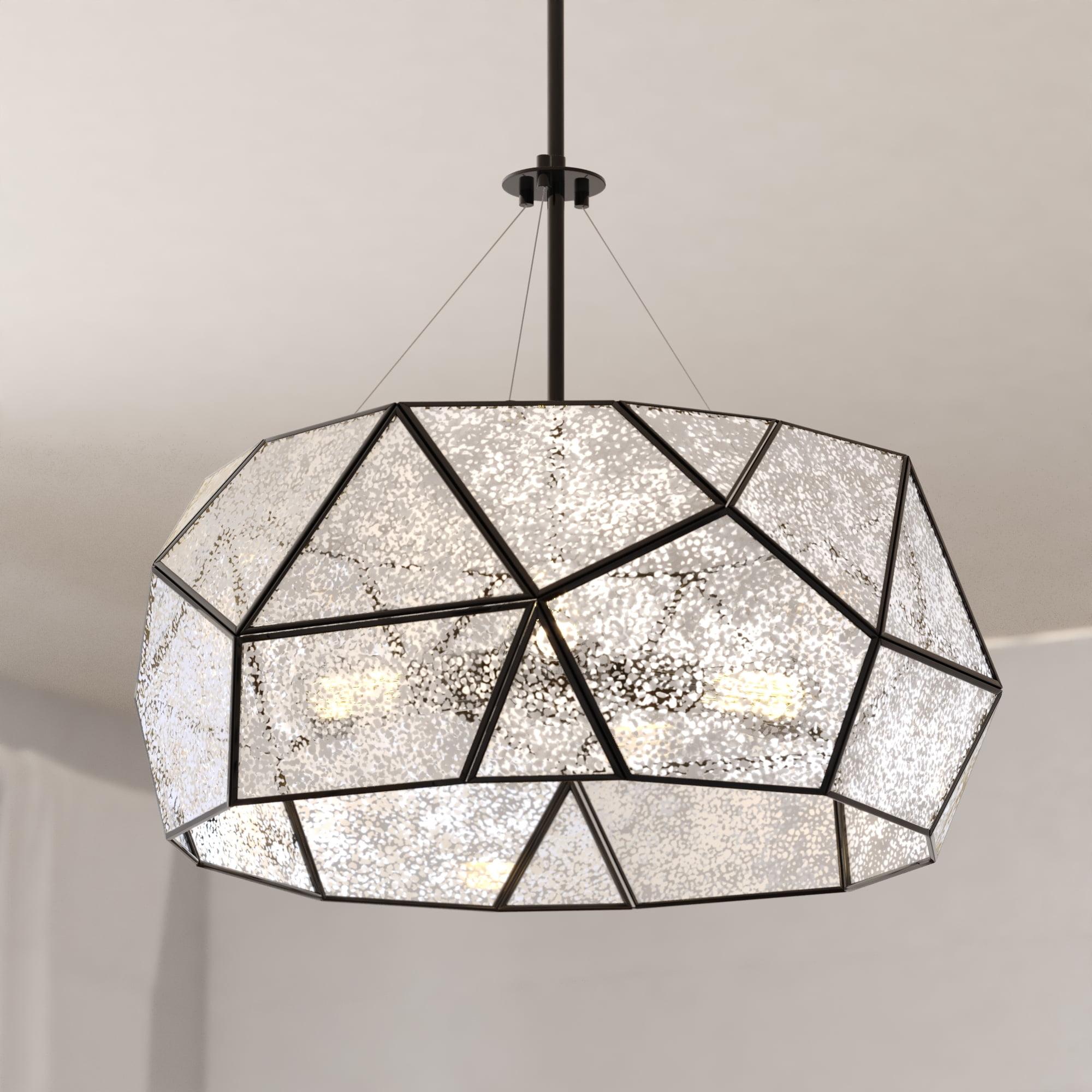 Euclid 20'' Black and Mercury Glass Geometric Pendant Light