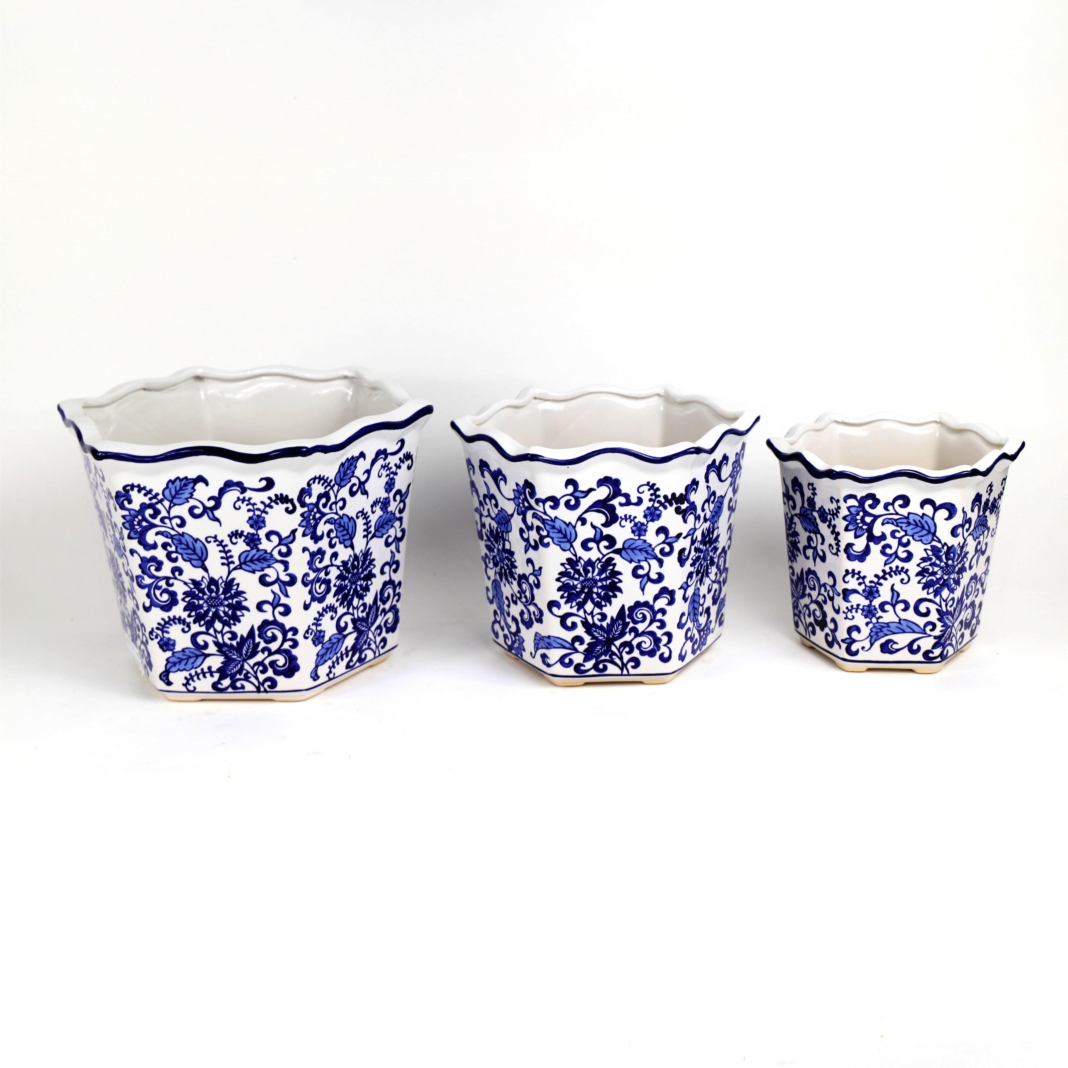 Blue Garden Blue and White Chinoiserie Garden Planter Set