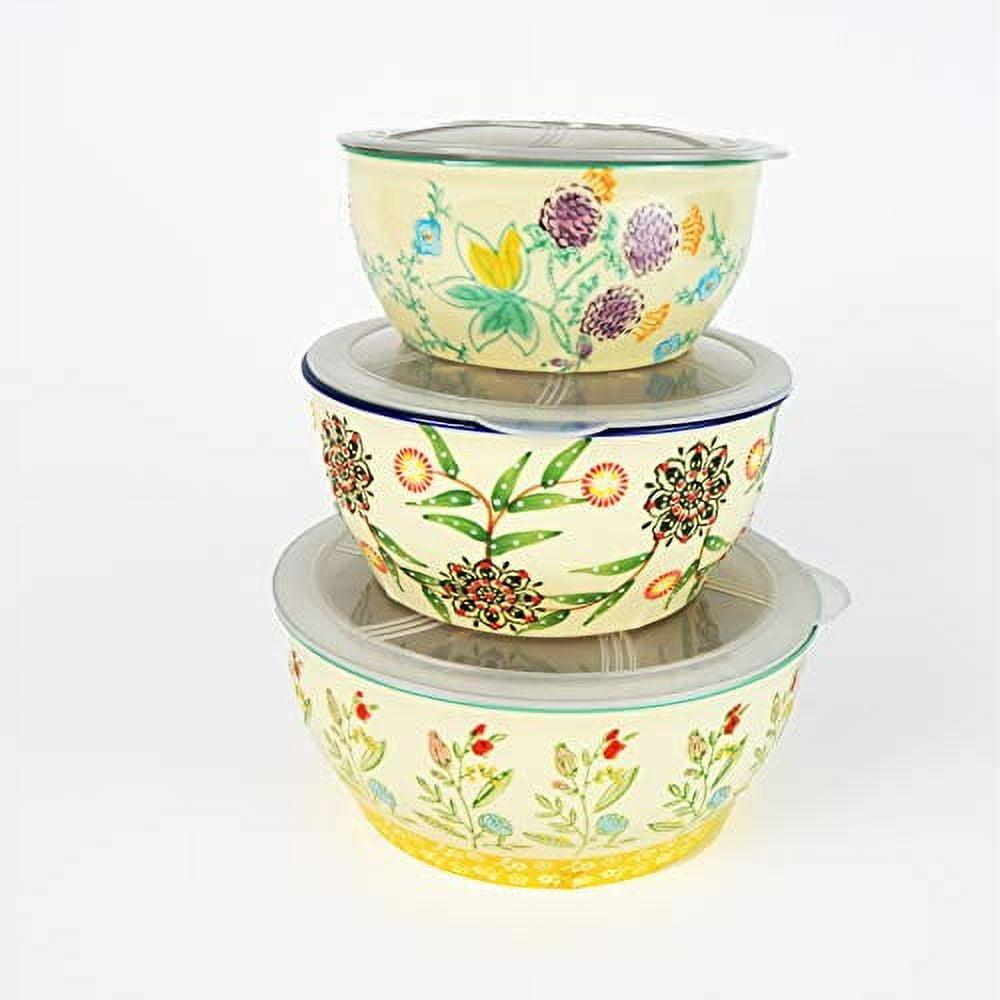 Ella 3 Piece Stoneware Storage Bowls Set with Lids