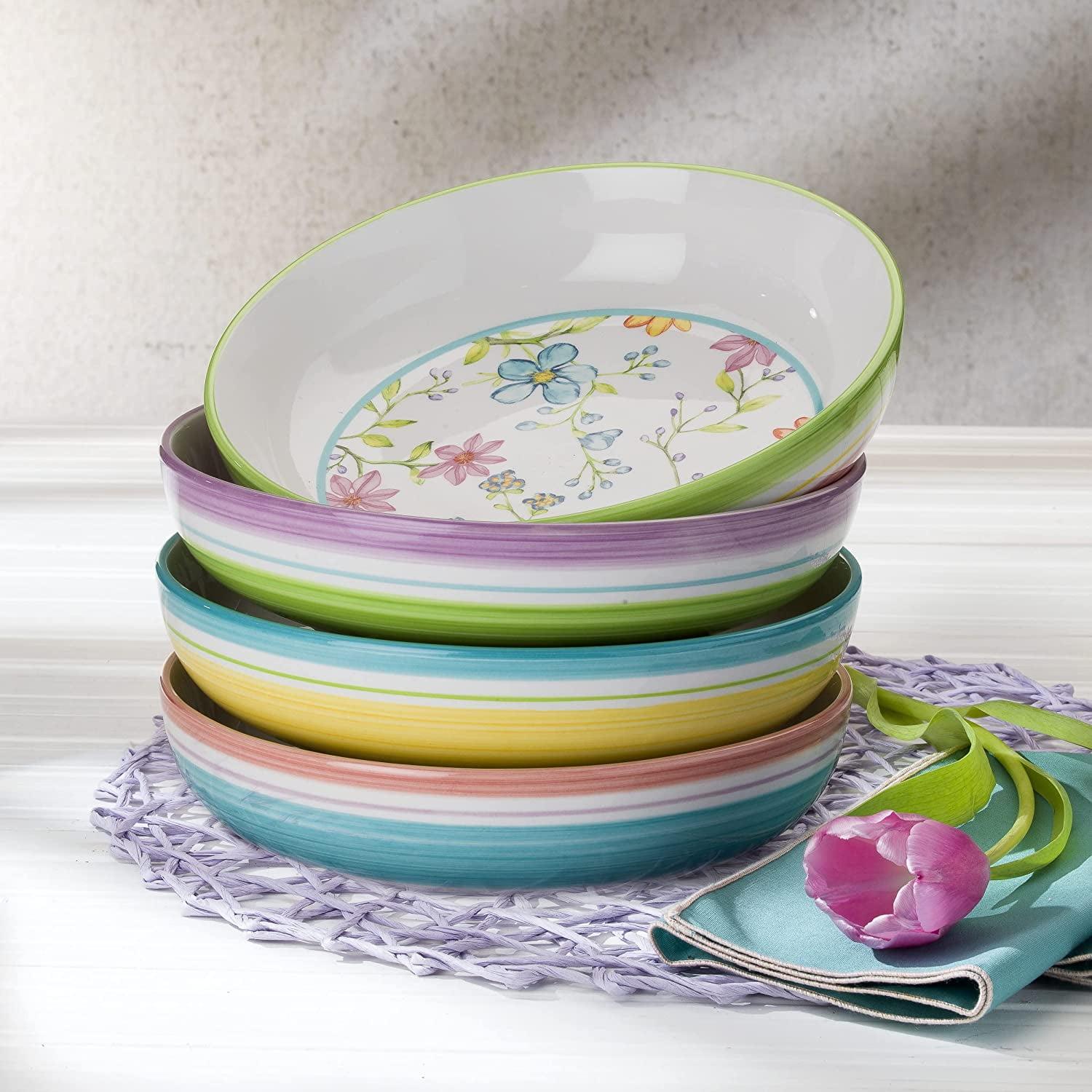 Euro Ceramica Charlotte Pasta Bowl Set (Set of 4)