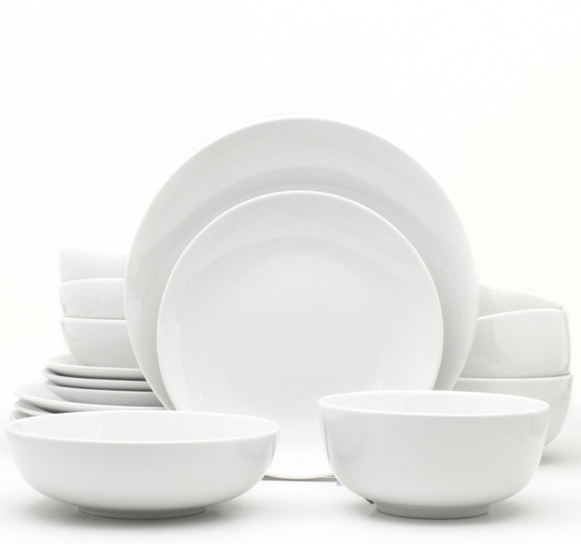 Glossy White 16-Piece Porcelain Dinnerware Set for 4