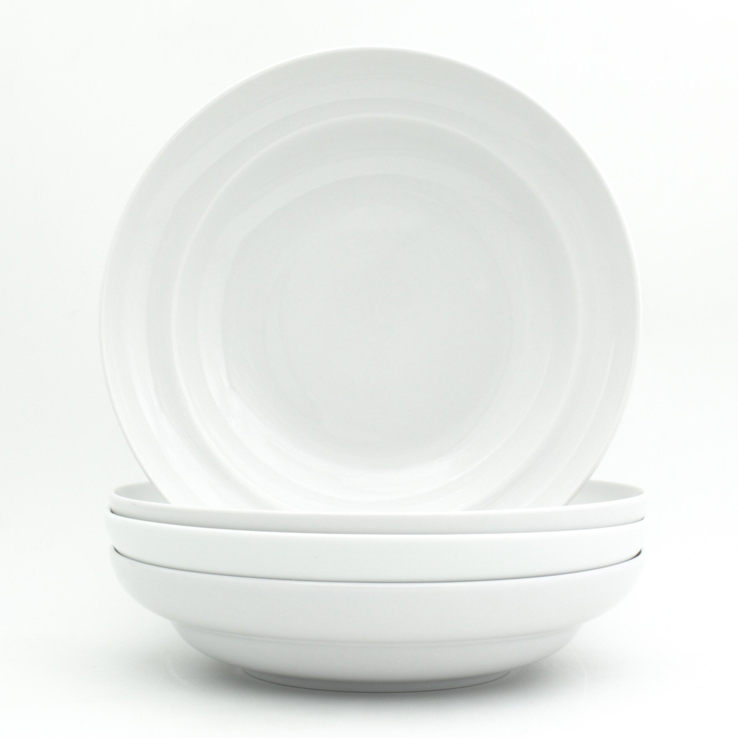 White Ceramic Round Pasta Bowl Set of Four