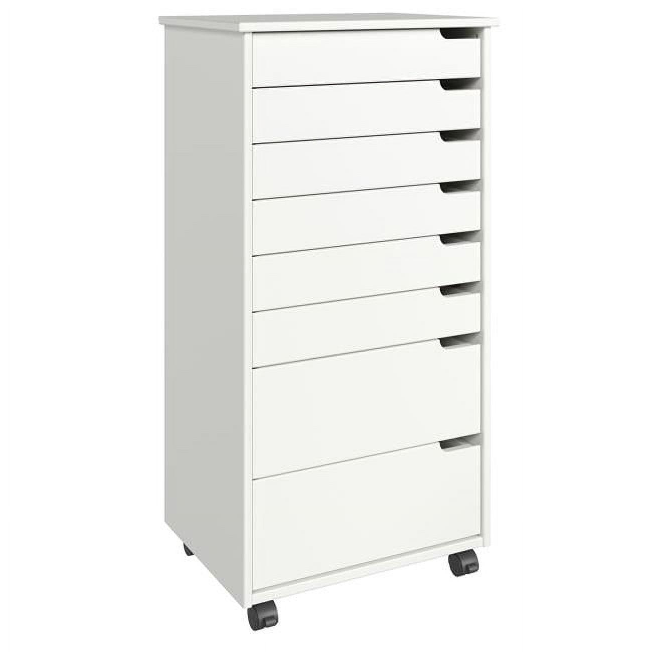 Adeptus Original Euro Roll Cart, Solid Wood, 6+2 Drawer Extra Wide Drawers Roll Carts, White