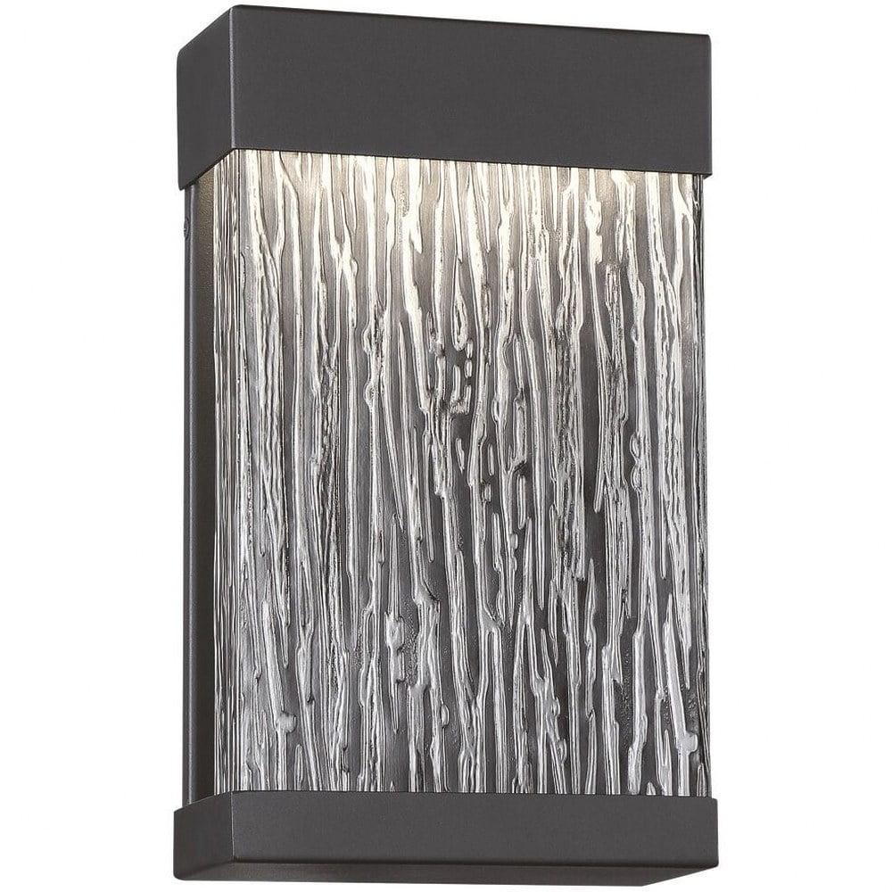 Black Wood Grain Glass Dimmable LED Outdoor Wall Light