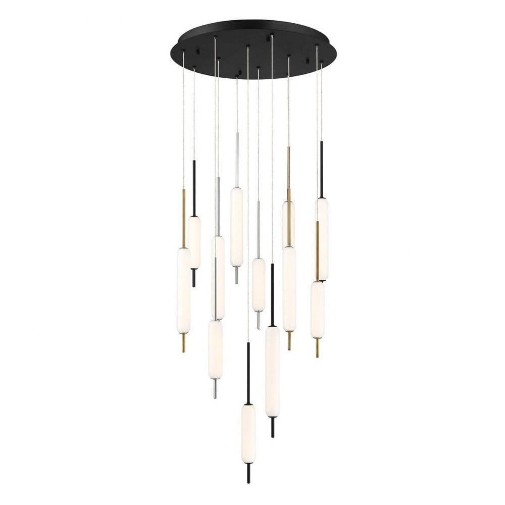 37235-031-Eurofase Lighting-Cumberland Round Chandelier 12 Light-Antique Brass/Black/Satin Nickel Finish
