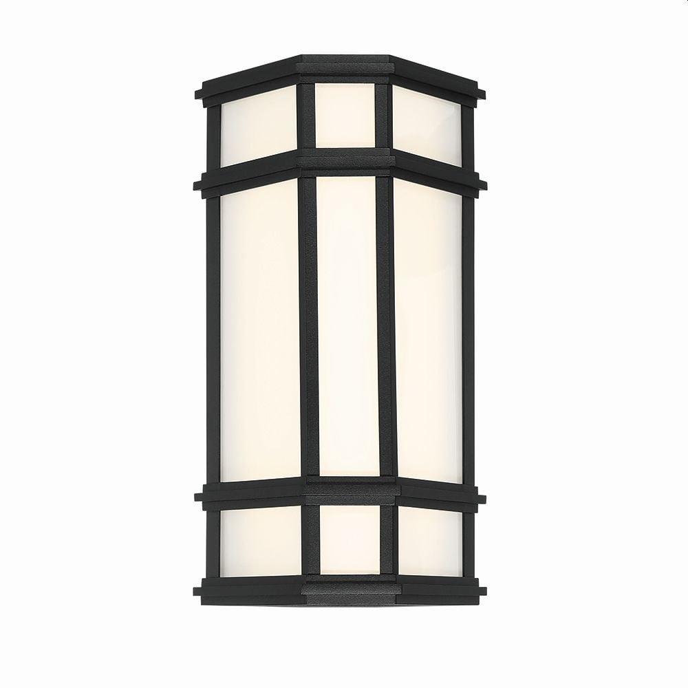 Monte 13.5" Satin Black and White Glass LED Outdoor Wall Sconce