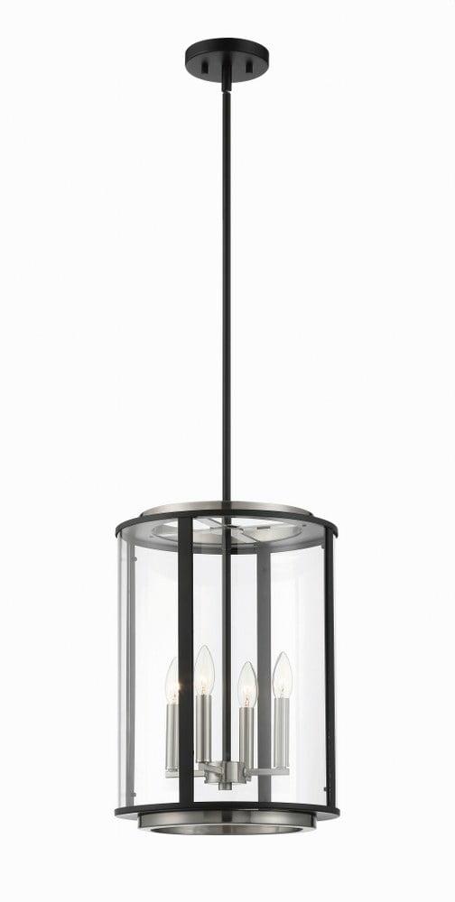 Tambouro 18" Satin Nickel and Glass Drum Pendant Light