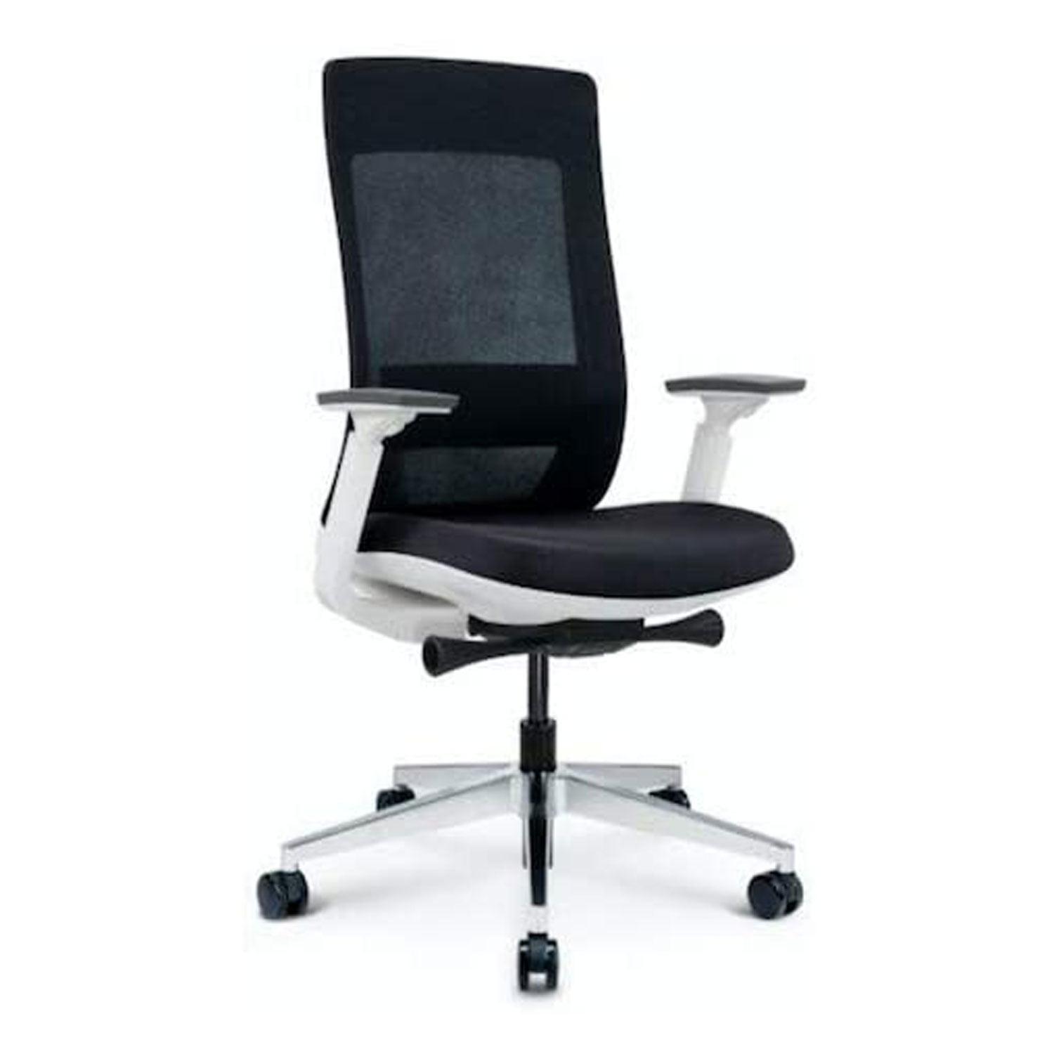Elevate White Frame Black Mesh Executive Swivel Office Chair