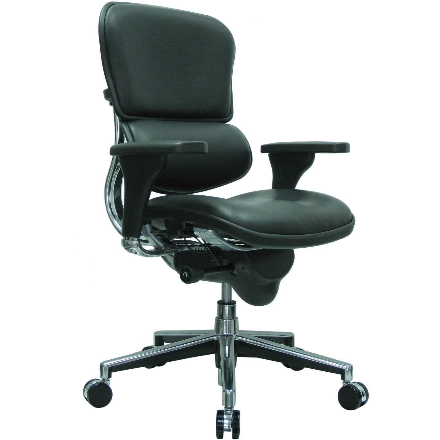 Eurotech Ergohuman Bonded Leather Mid-Back Chair, Black/Chrome