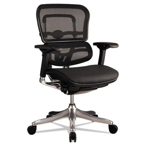 Black Mesh and Leather Adjustable Executive Swivel Chair