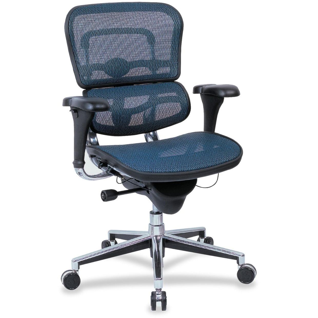 Ergohuman High Back Executive Swivel Chair with Adjustable Arms in Blue Mesh