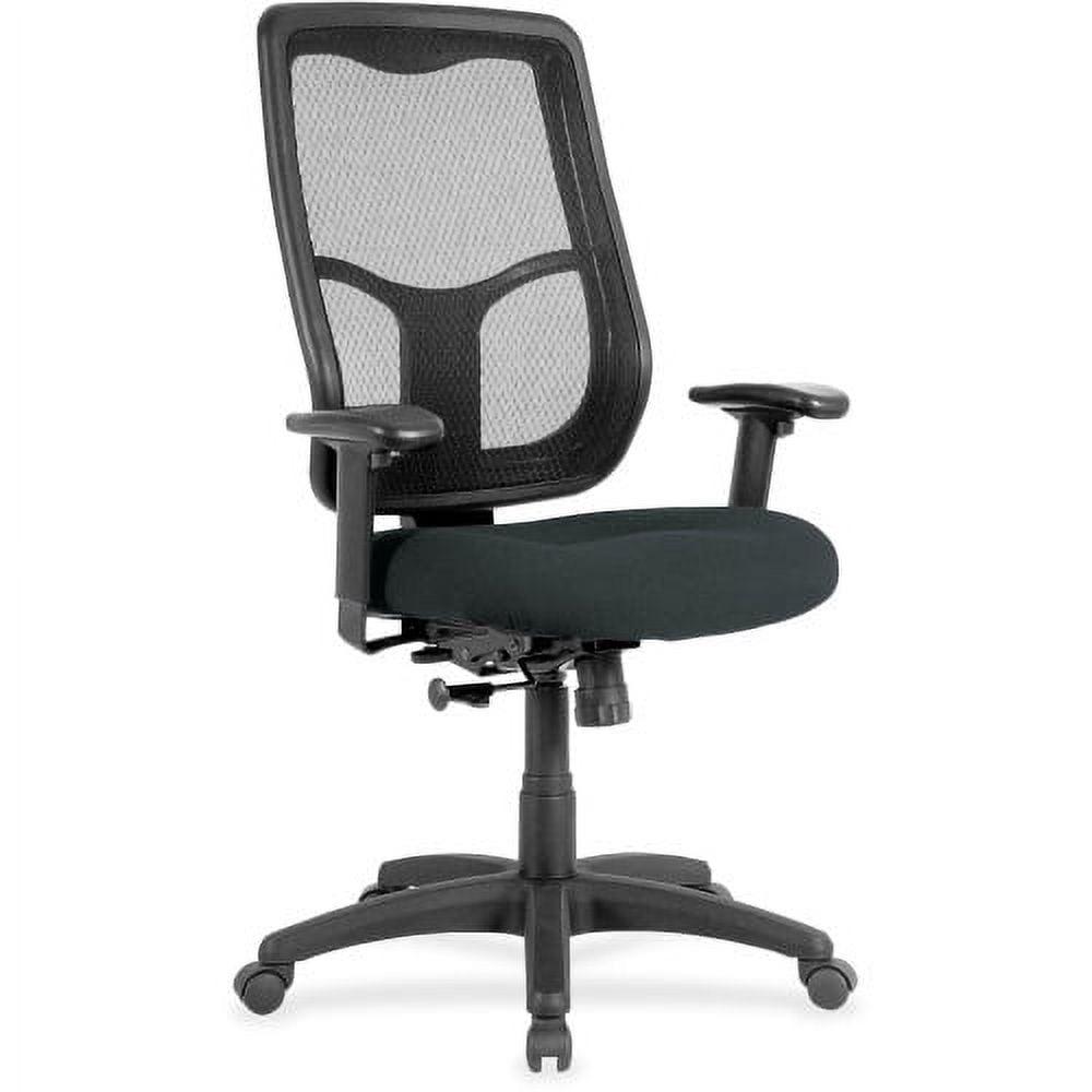 High-Back Executive Swivel Chair with Mesh Back and Black Leather Seat