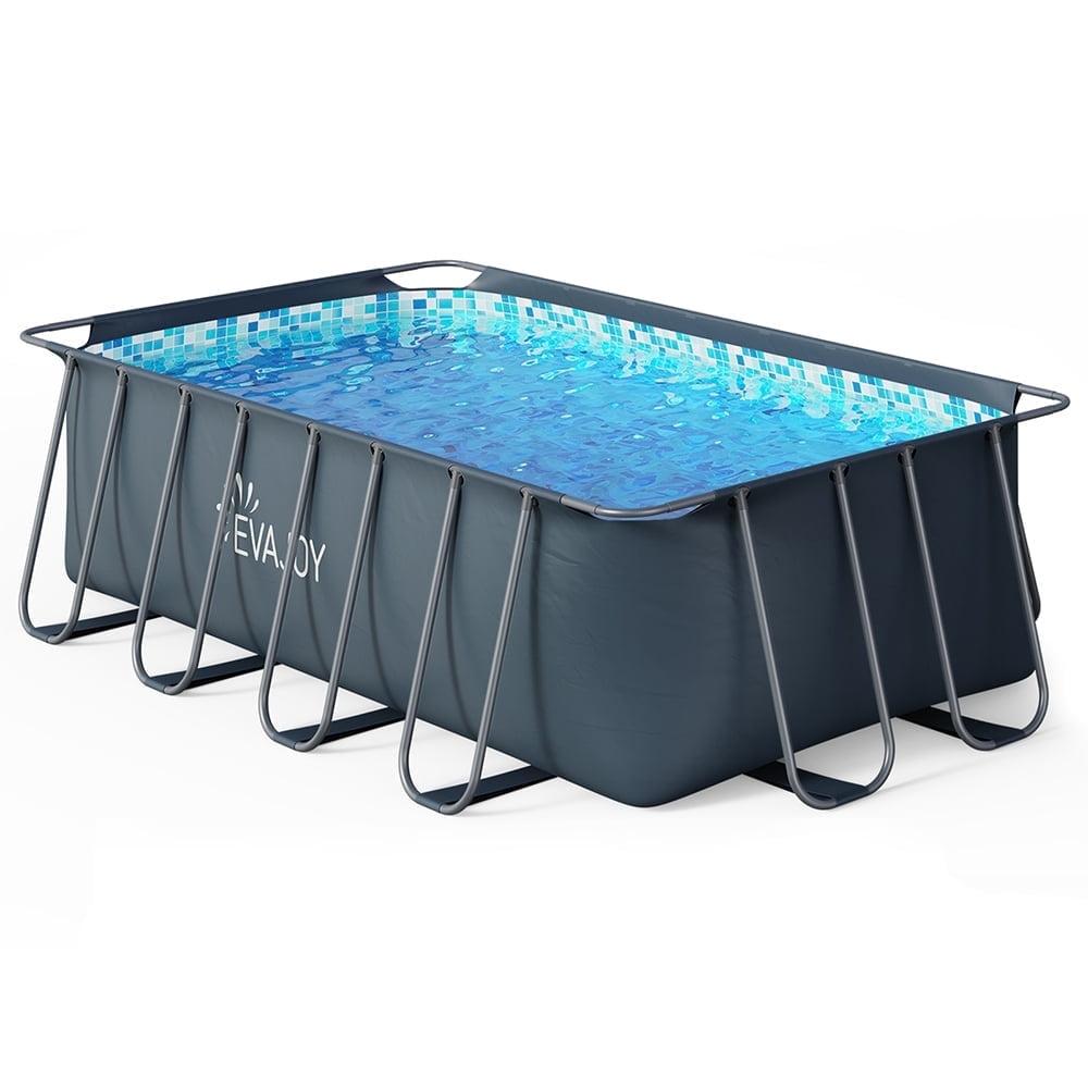 Evajoy 14' x 7' x 48" Rectangular Metal Frame Above Ground Pool Set