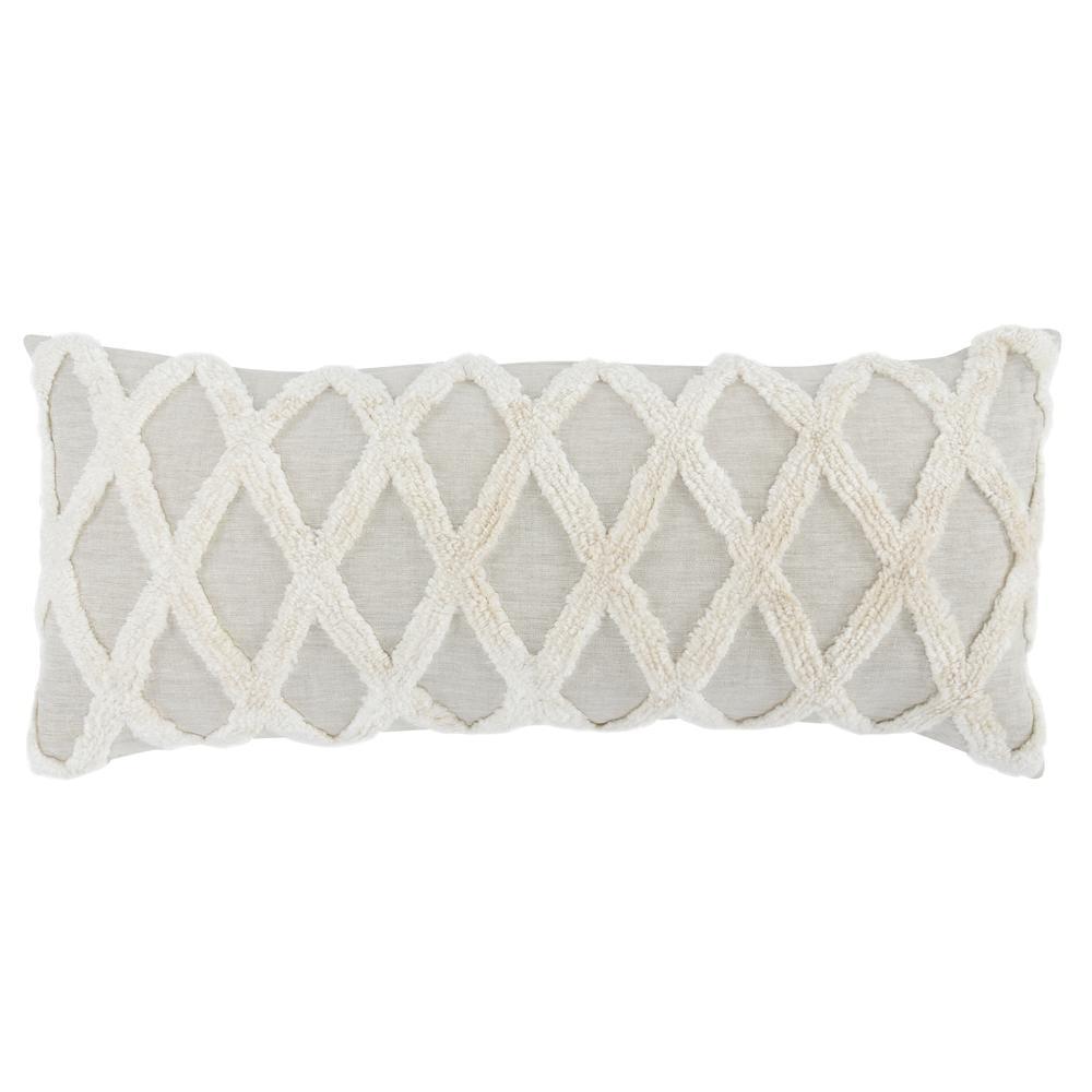 Evangeline Natural Linen 16"x36" Geometric Throw Pillow