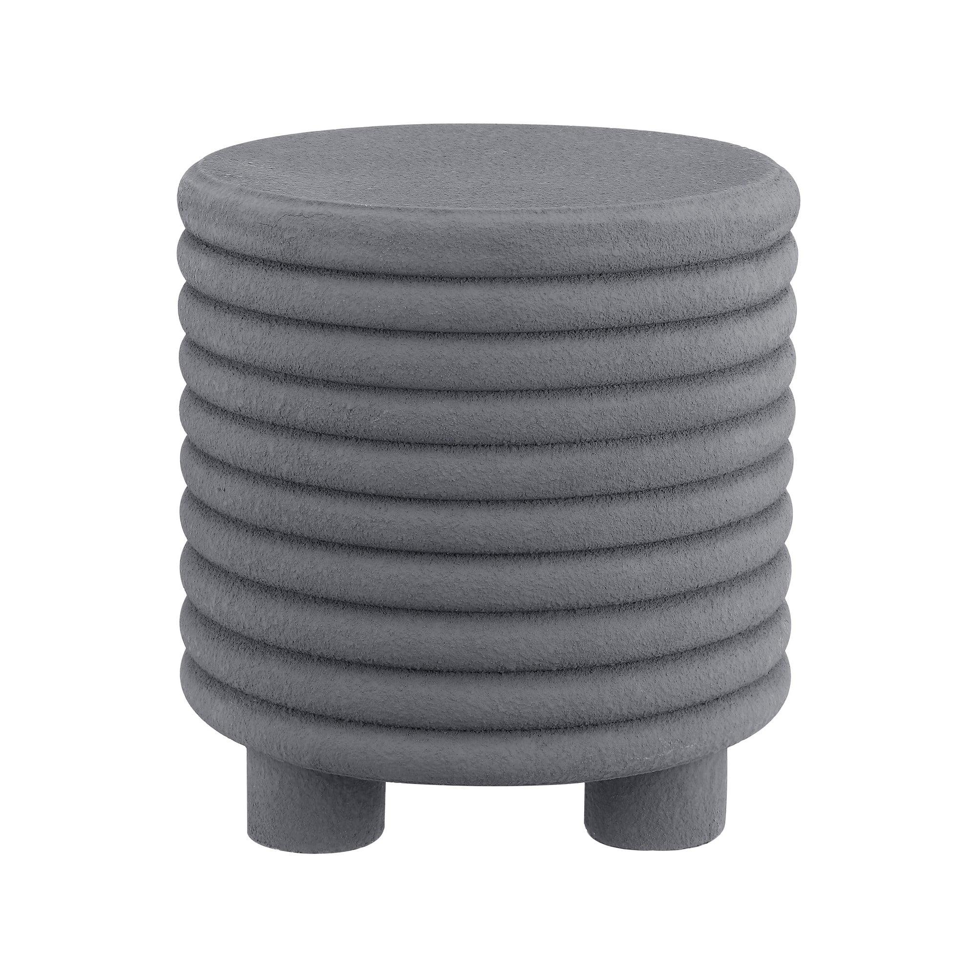 Evans 18" Minimalist Modern 3-Legged Drum Accent Table, Gray Frosted - JONATHAN Y